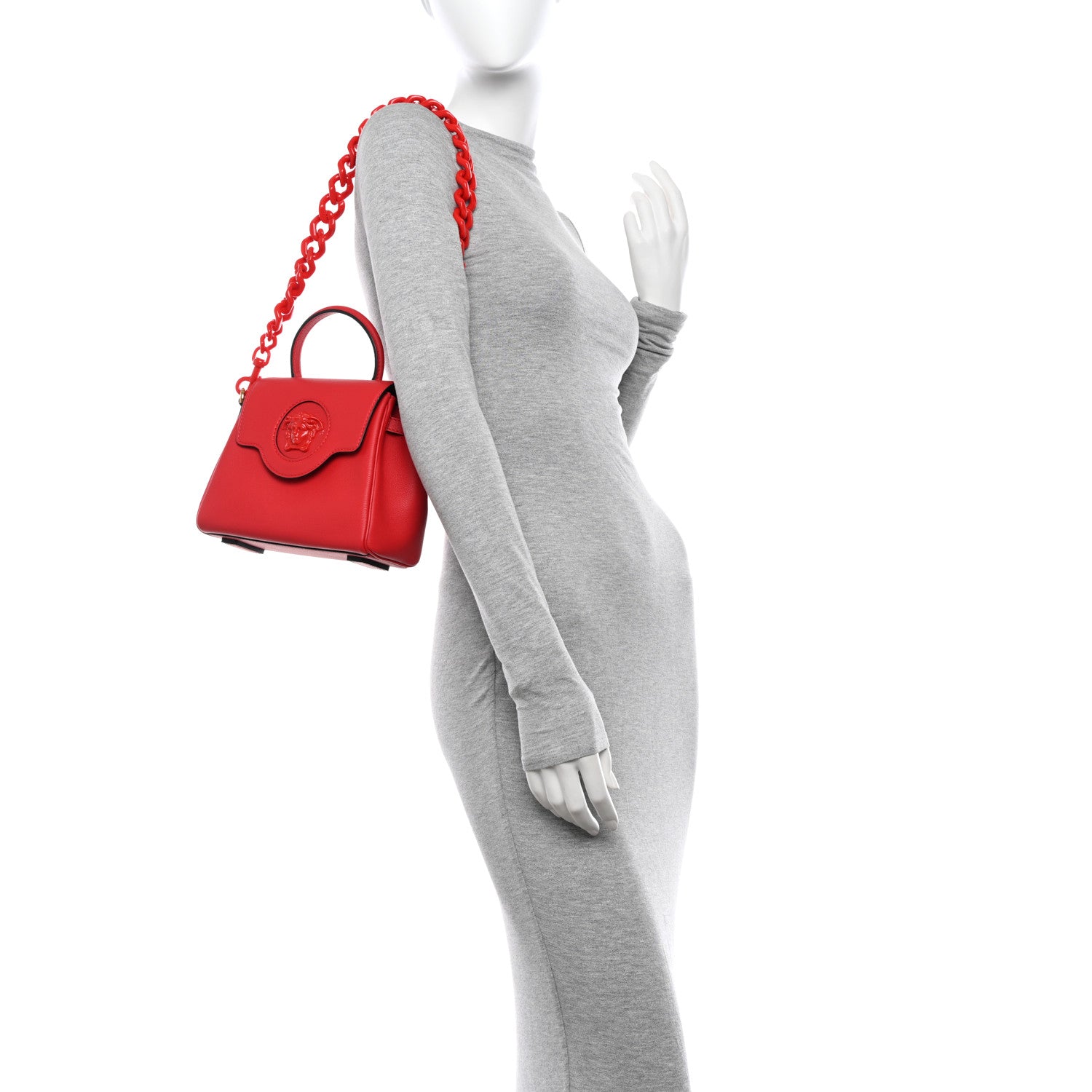 Versace Grained Calfskin Small La Medusa Top Handle Bag Red 2 of 10