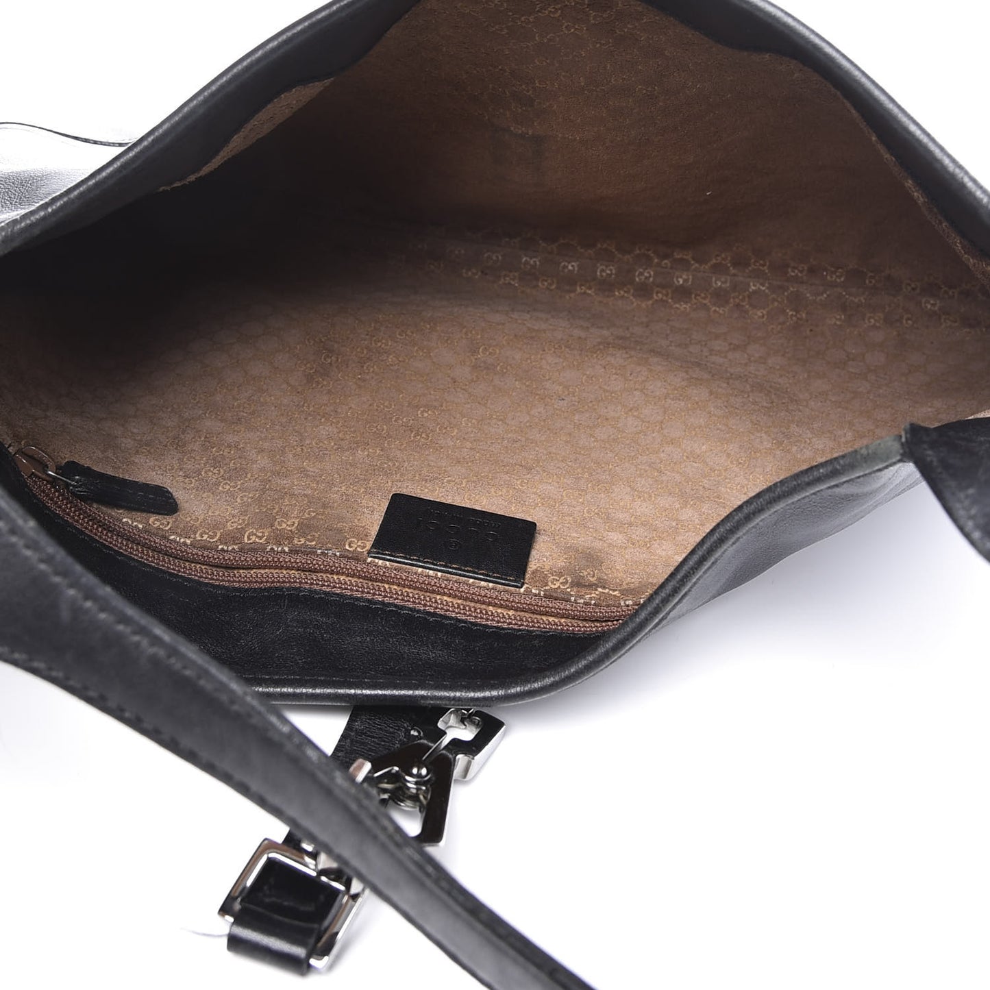 Calfskin Lobster Clasp Lock Jackie O Hobo Black