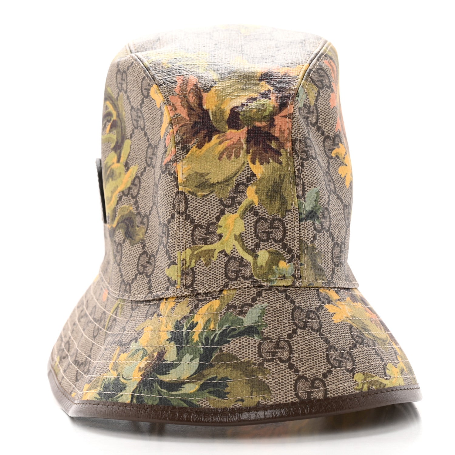 Gucci GG Supreme Monogram Azalea Calfskin Dusty Carnation Retro Interlocking G Bucket Hat M Beige Ebony Multicolor 4 of 9