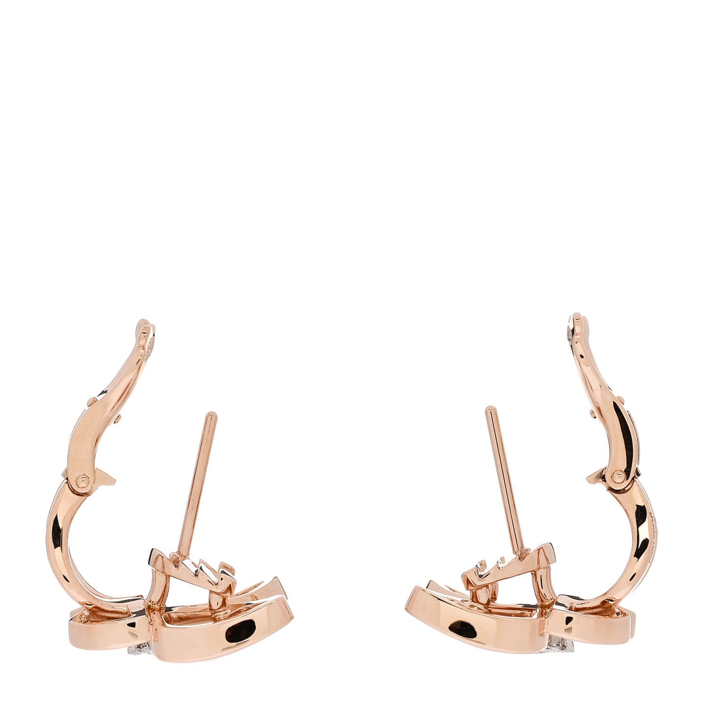 18K Rose White Gold Diamond Mother of Pearl Two Butterfly Earrings