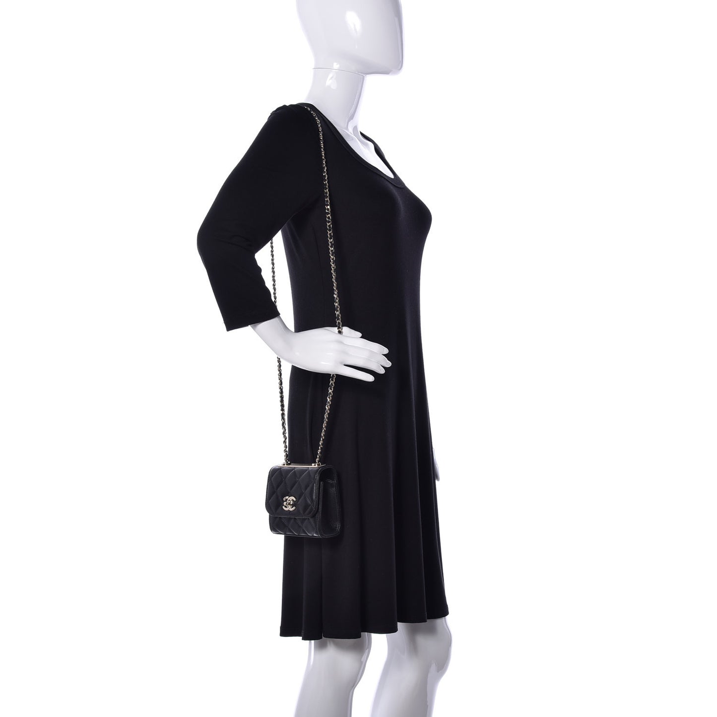 Lambskin Quilted Mini Trendy CC Chain Wallet Black
