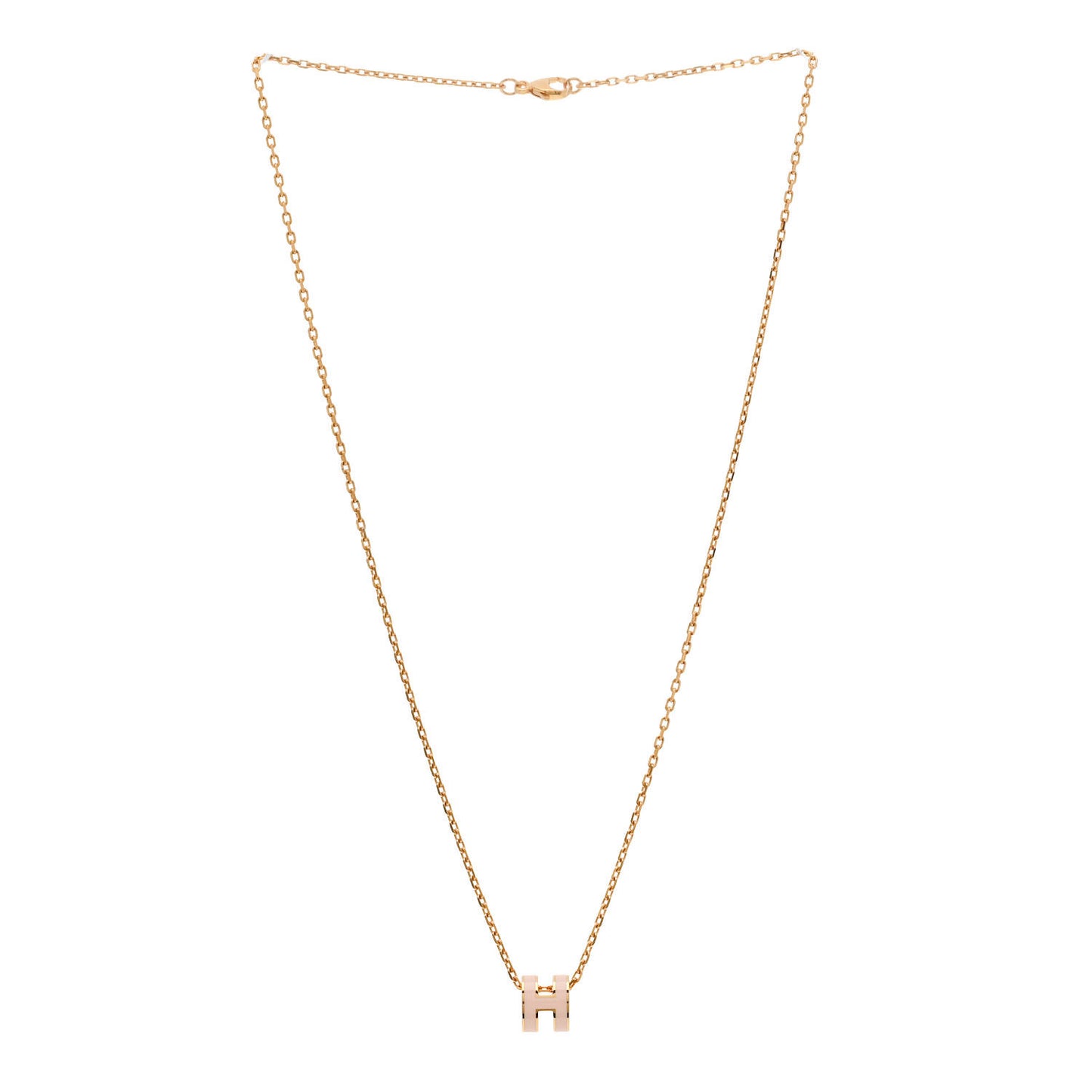 Lacquered Gold Mini Pop H Pendant Necklace Rose Dragee