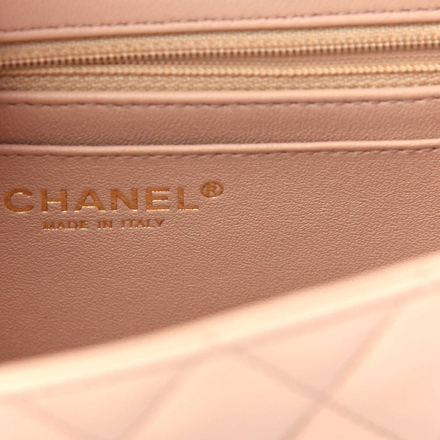 Lambskin Quilted Mini Rectangular Flap Beige