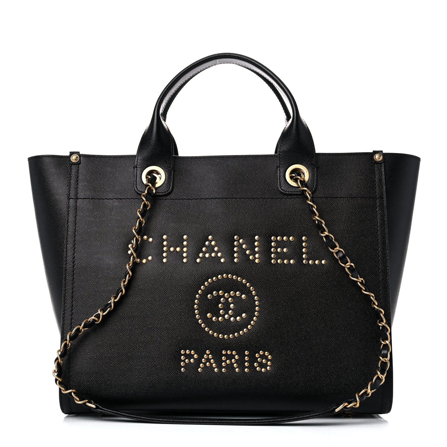 Caviar Small Studded Deauville Tote Black