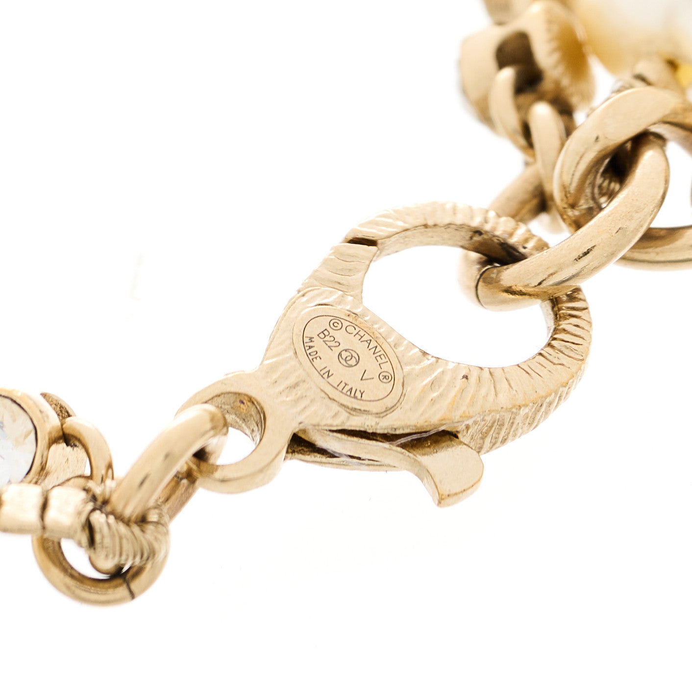 Pearl Crystal CC Double Strand Bracelet Gold White