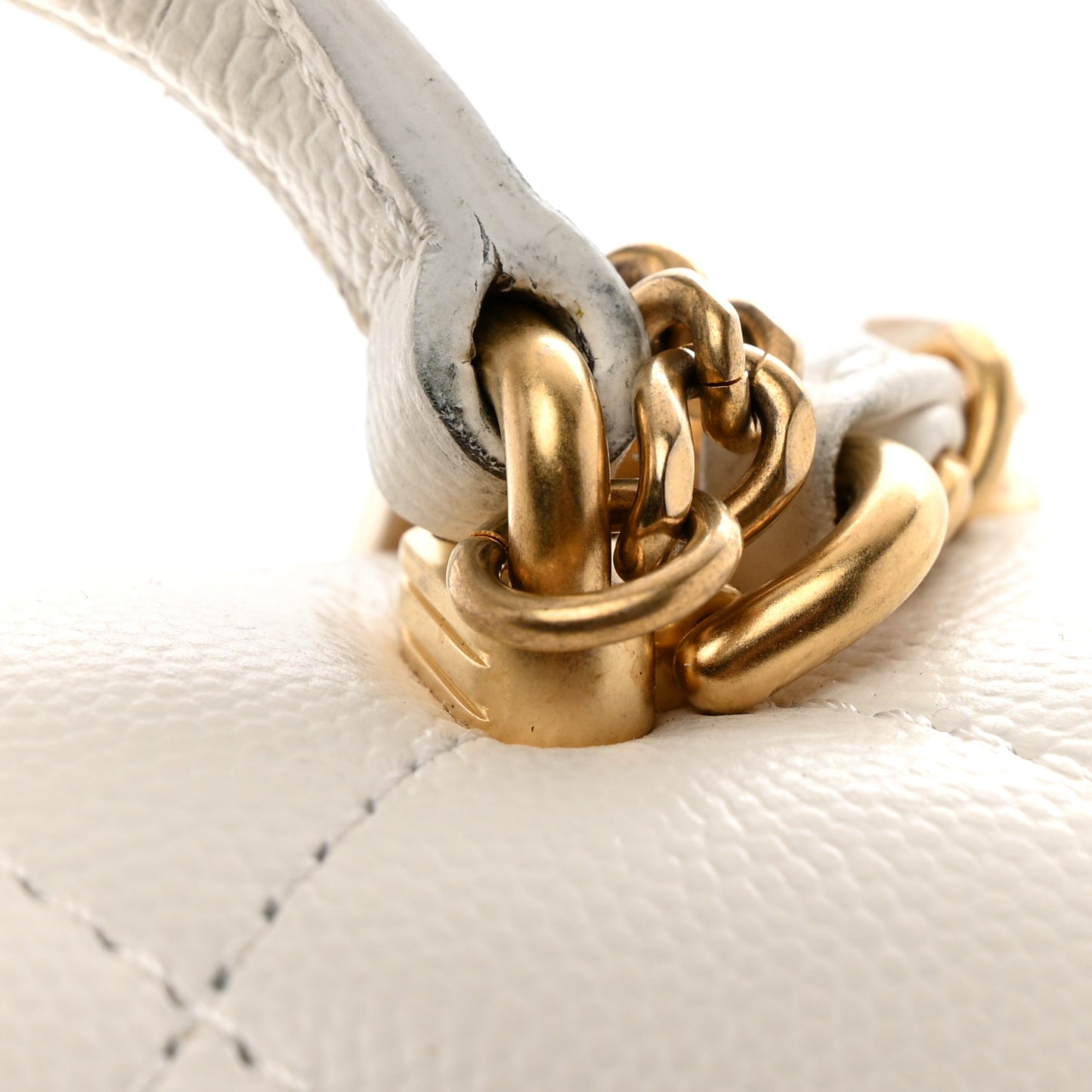 Caviar Quilted Mini Top Handle Flap White