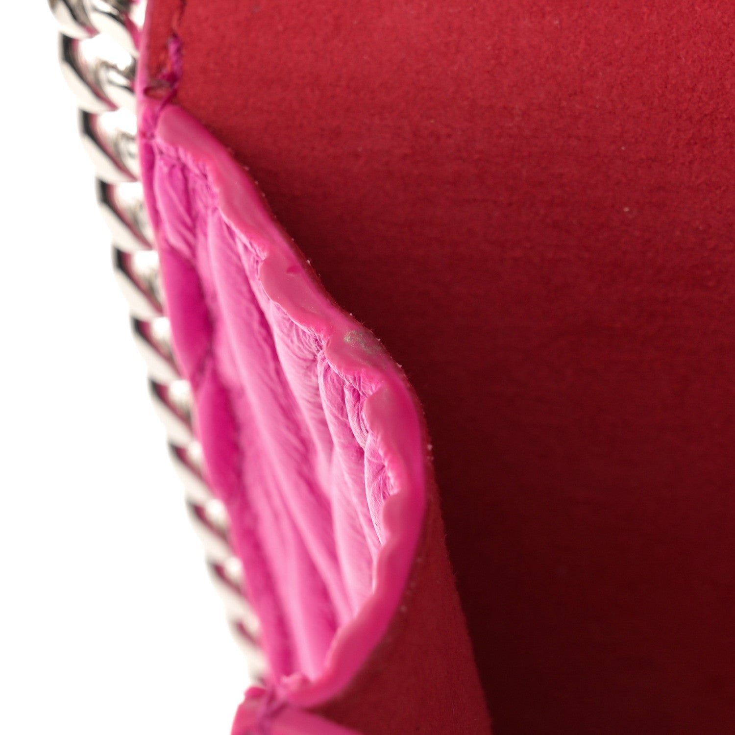 Alexander McQueen Lambskin Pleated Skull Medium Chain Crossbody Bag Fuchsia 11 of 13