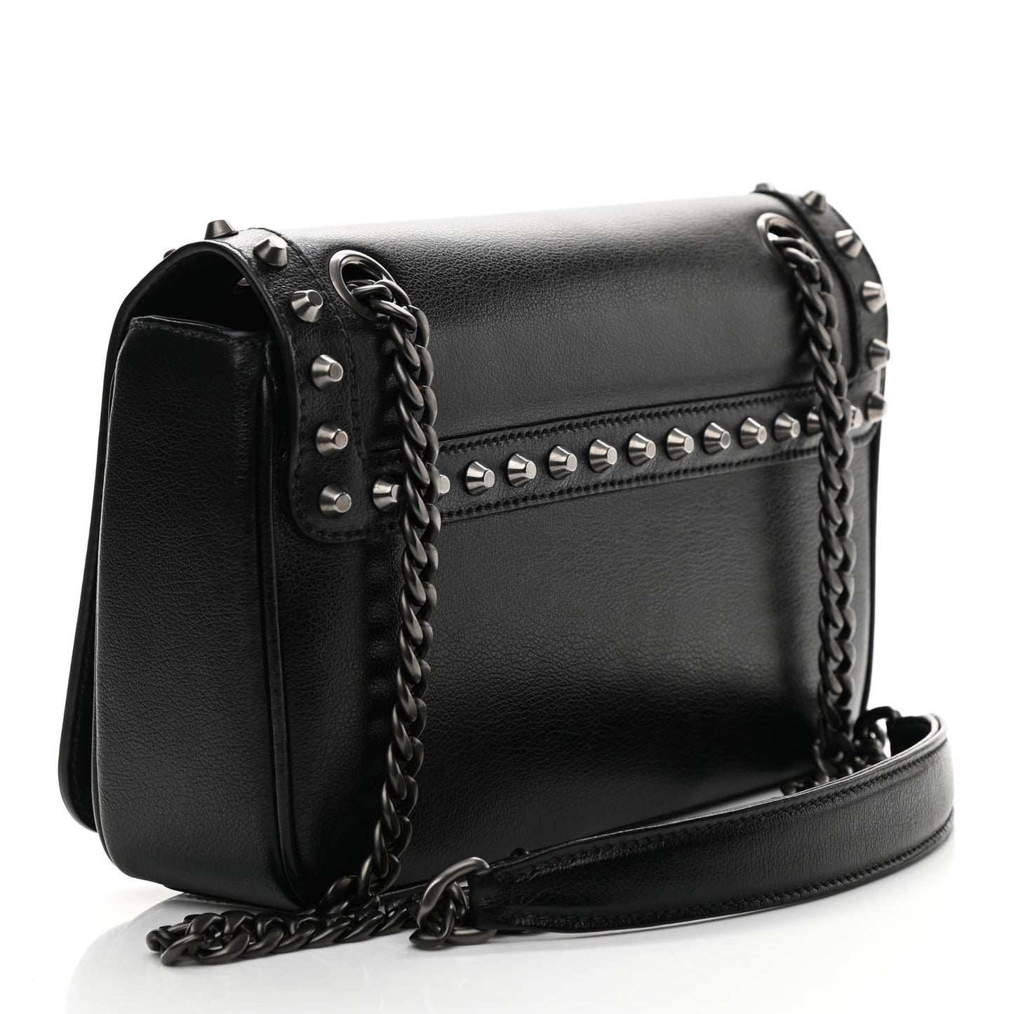 Glace Calfskin Studded Crossbody Black