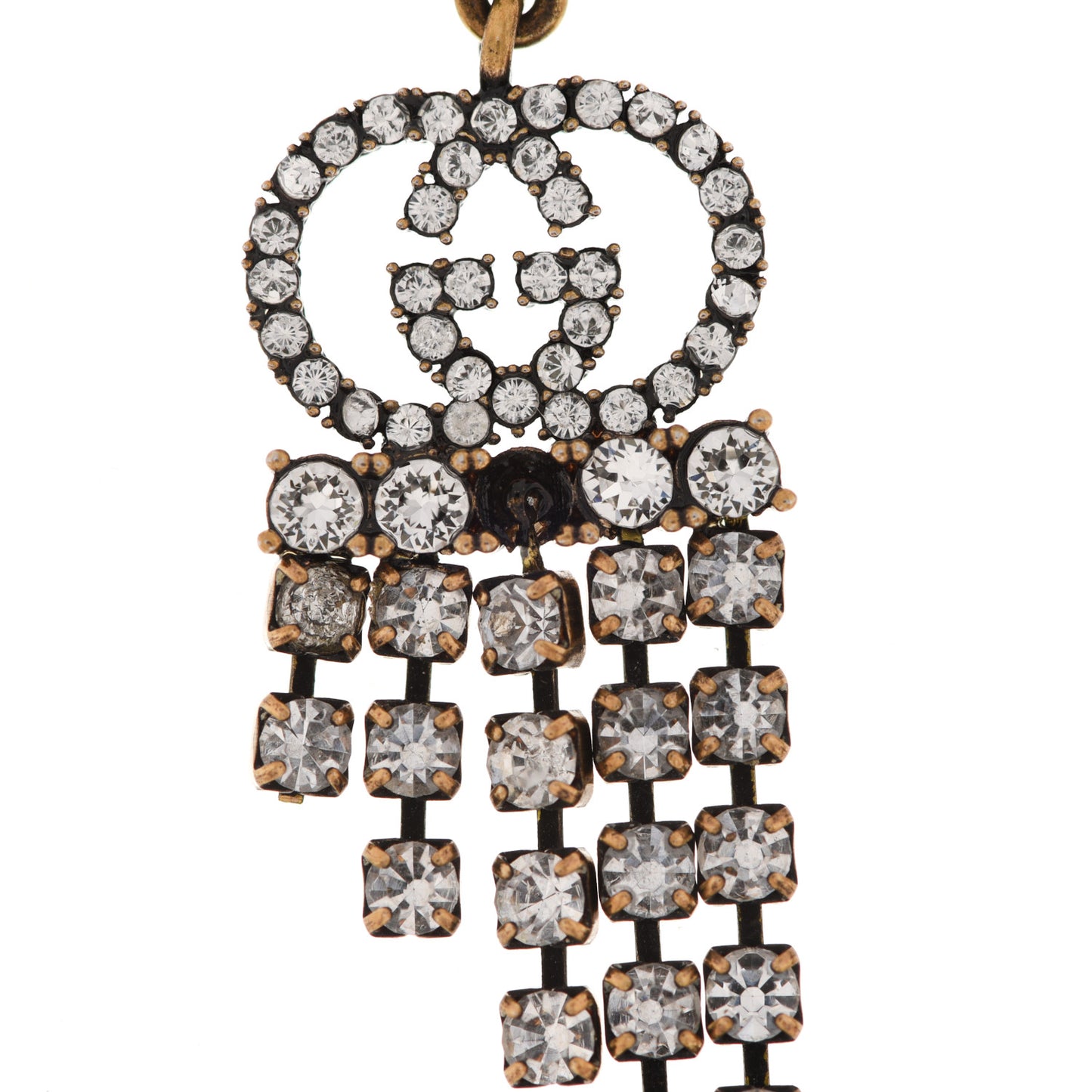 Metal Crystal Interlocking G Strawberry Drop Earrings