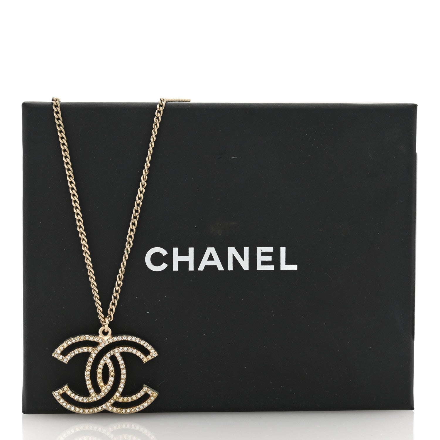 Chanel Crystal Metal CC Pendant Necklace Gold 5 of 5