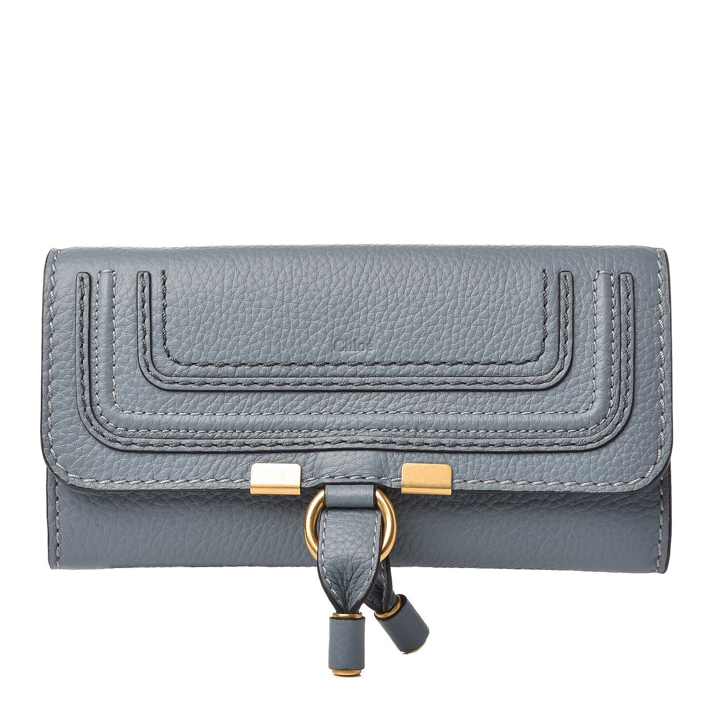 Calfskin Marcie Continental Flap Wallet Cloudy Blue