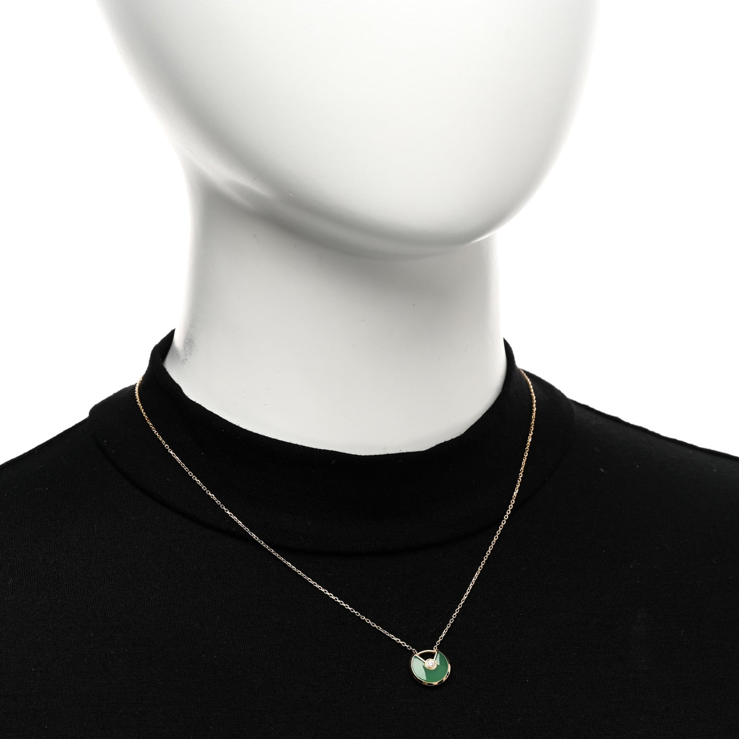 18K Yellow Gold Diamond Chrysoprase XS Amulette de Cartier Pendant Necklace
