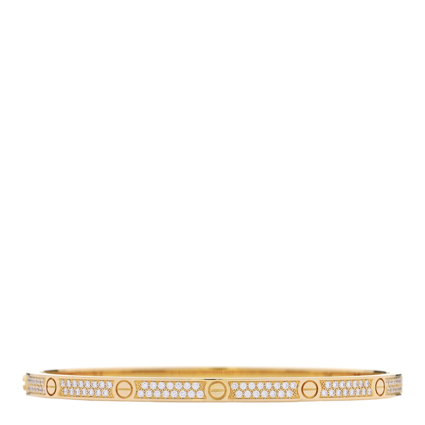 18K Yellow Gold Diamond Small LOVE Paved Bracelet 17