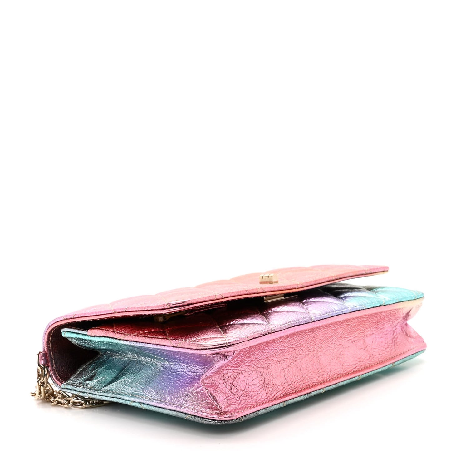 Metallic Goatskin Quilted 2.55 Reissue Wallet on Chain WOC Multicolor