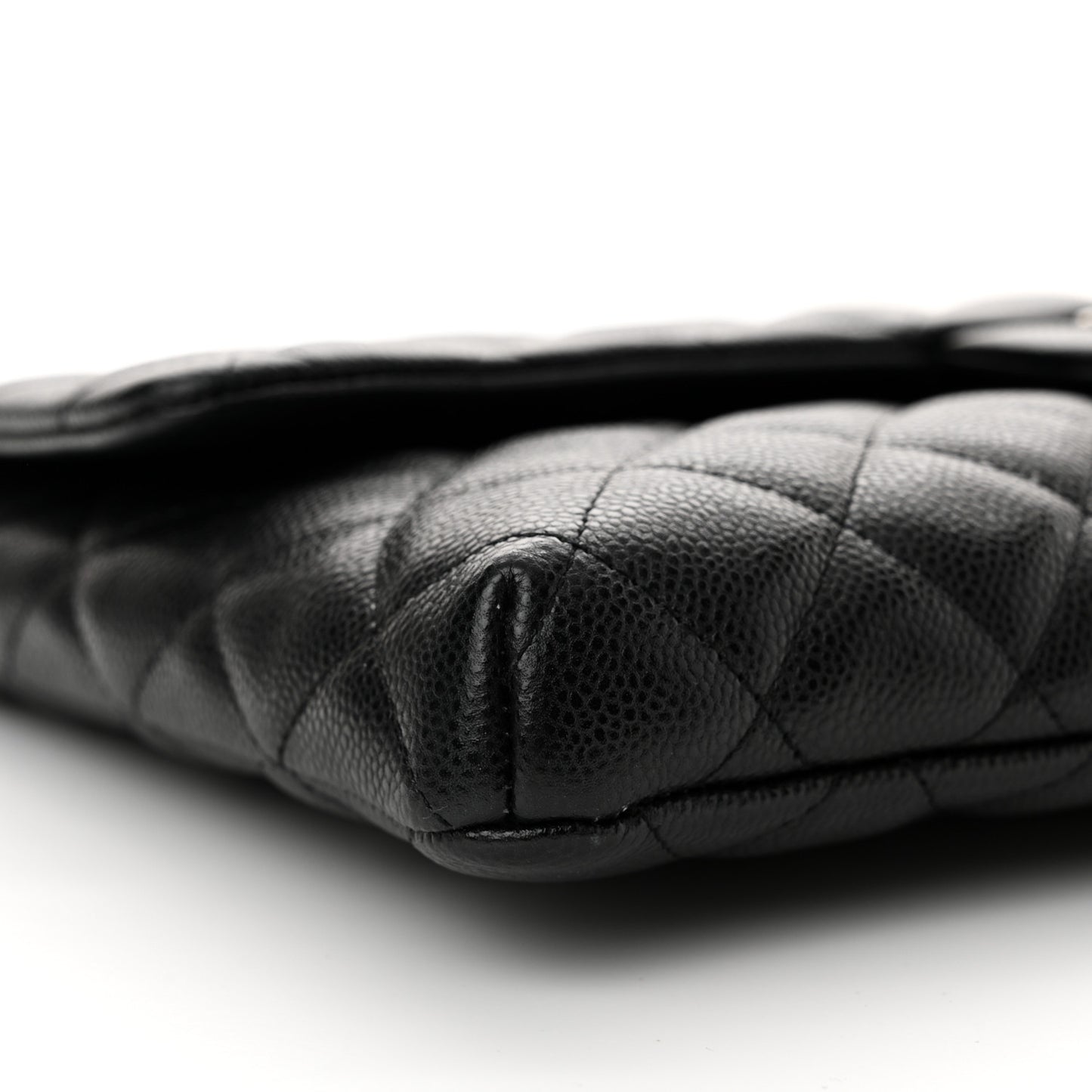 Caviar Quilted Flap Clutch Black