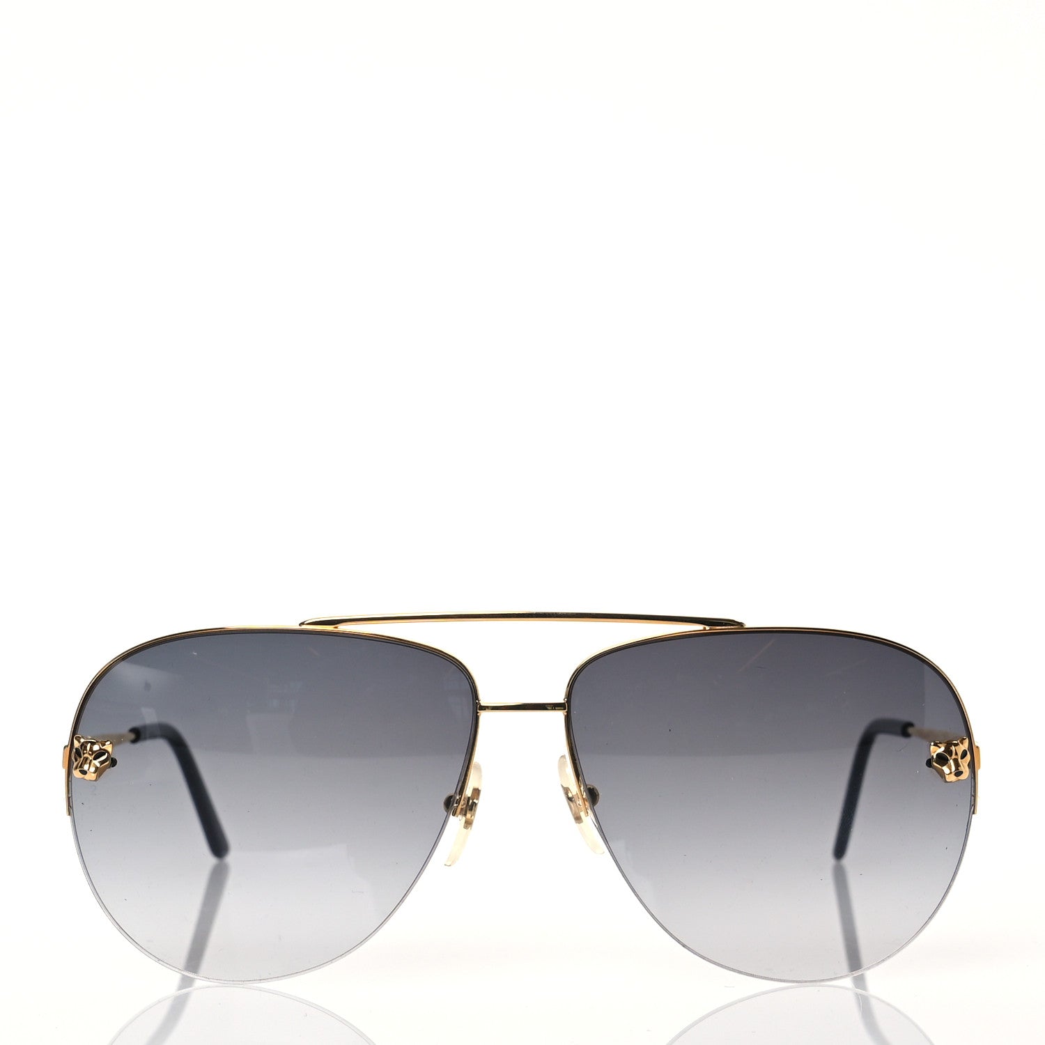 Cartier Santos de Cartier Aviator Sunglasses CT0065S Gold Black 2 of 8