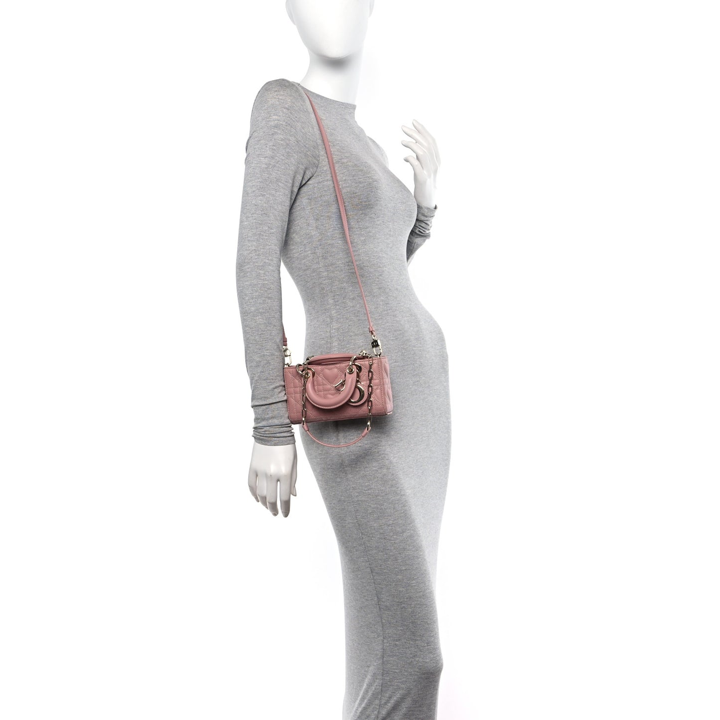 Lambskin Cannage Dioramour Micro Lady D-Joy Rose De Vents