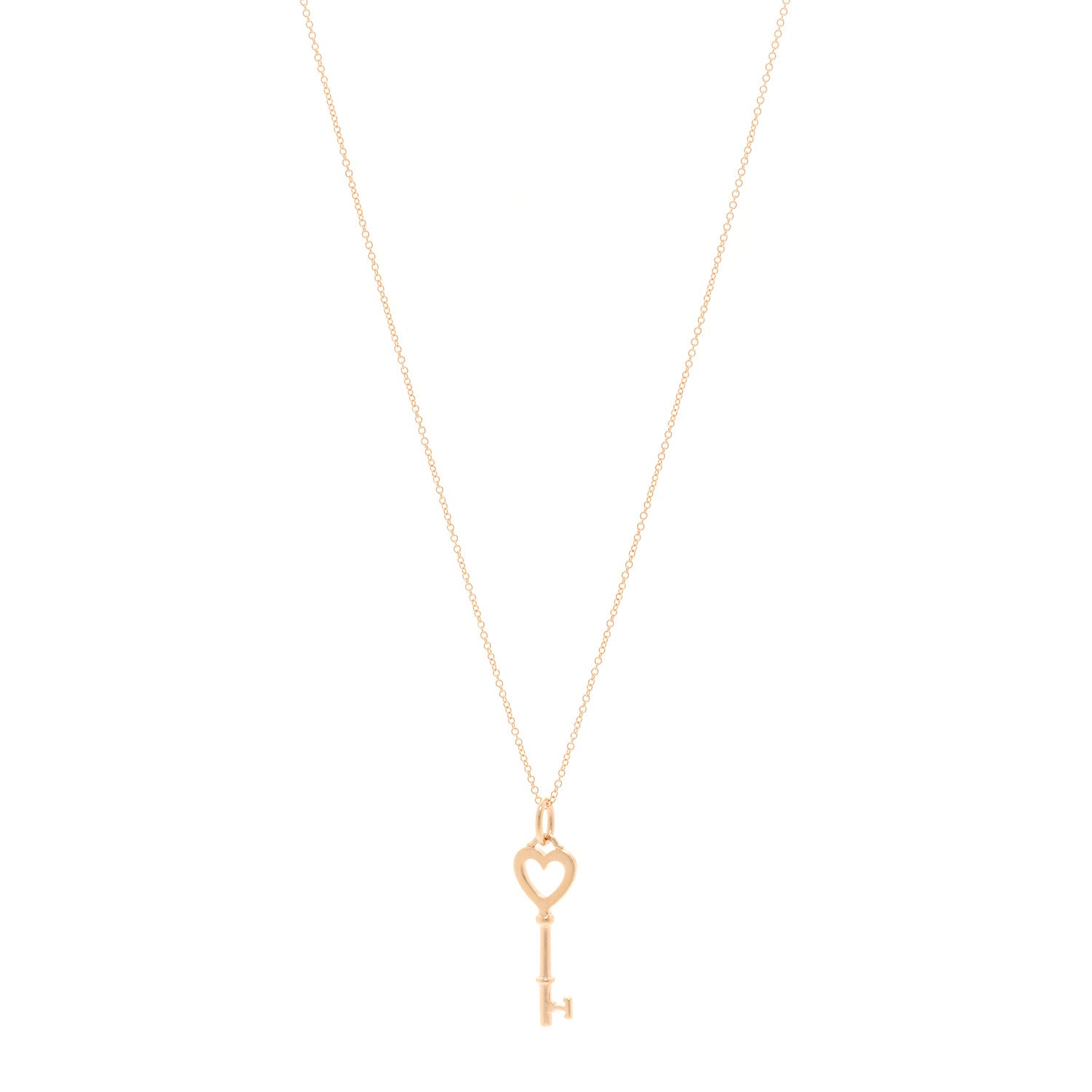 Tiffany 18K Rose Gold Mini Heart Key Pendant Necklace 1735552