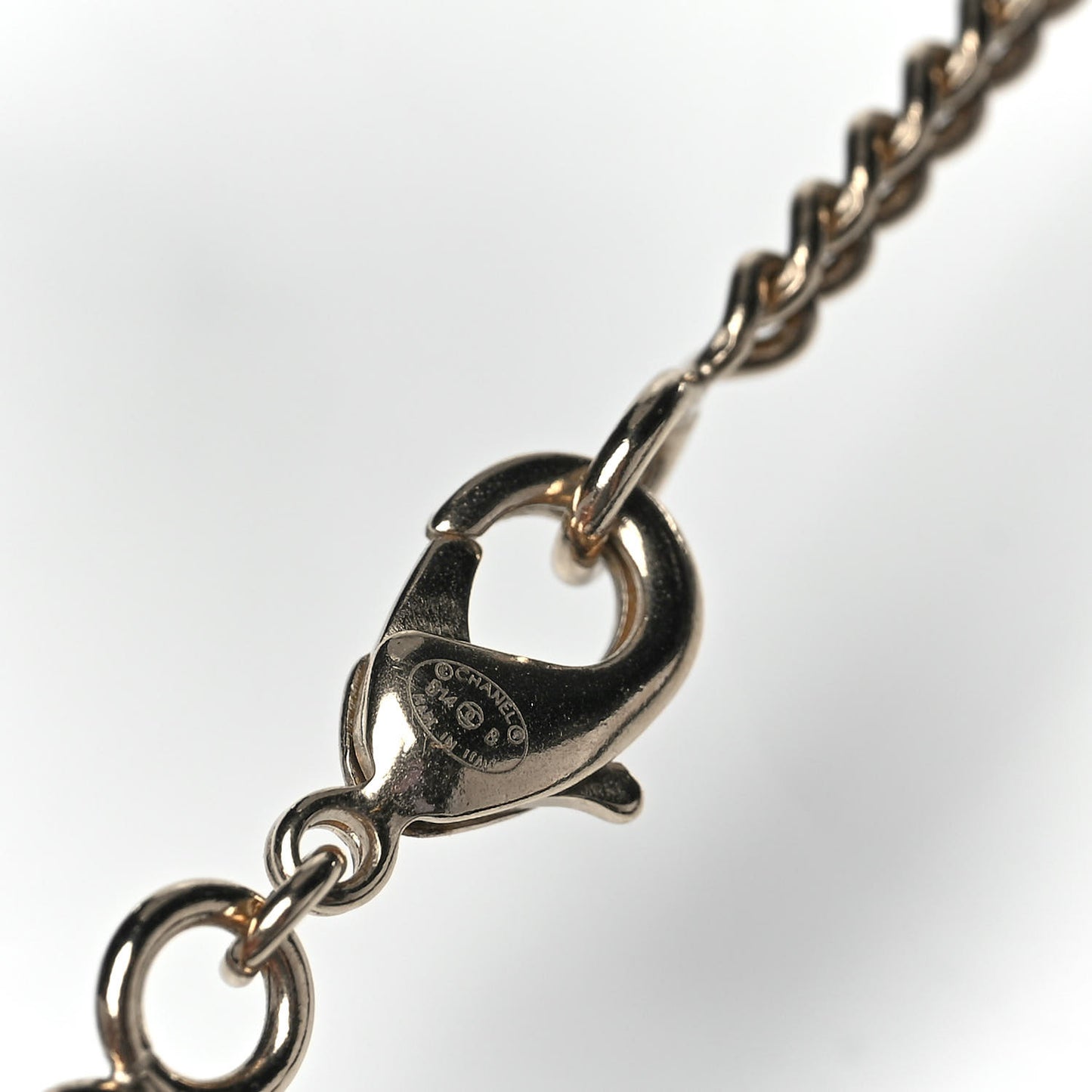 Pearl Crystal CC Pendant Necklace Gold