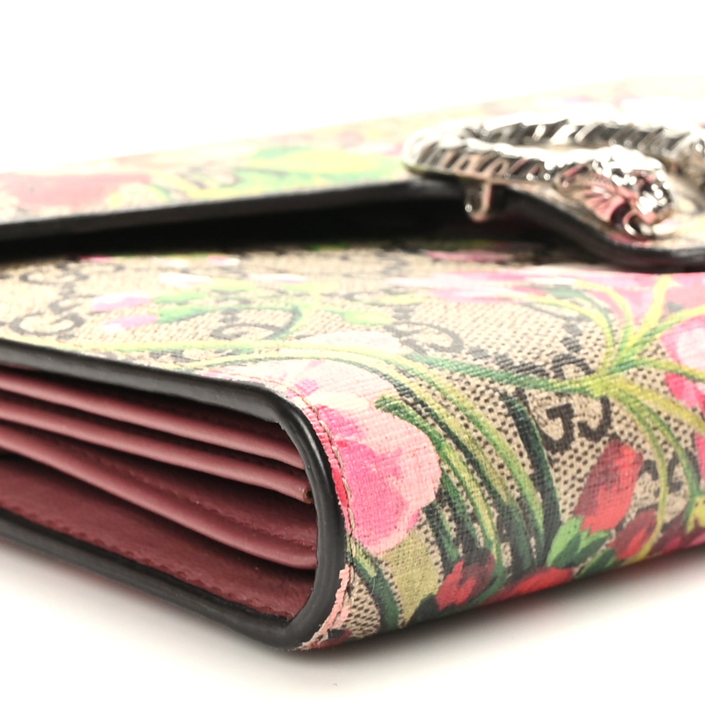 GG Supreme Monogram Blooms Mini Dionysus Chain Wallet Beige Multicolor Dry Rose
