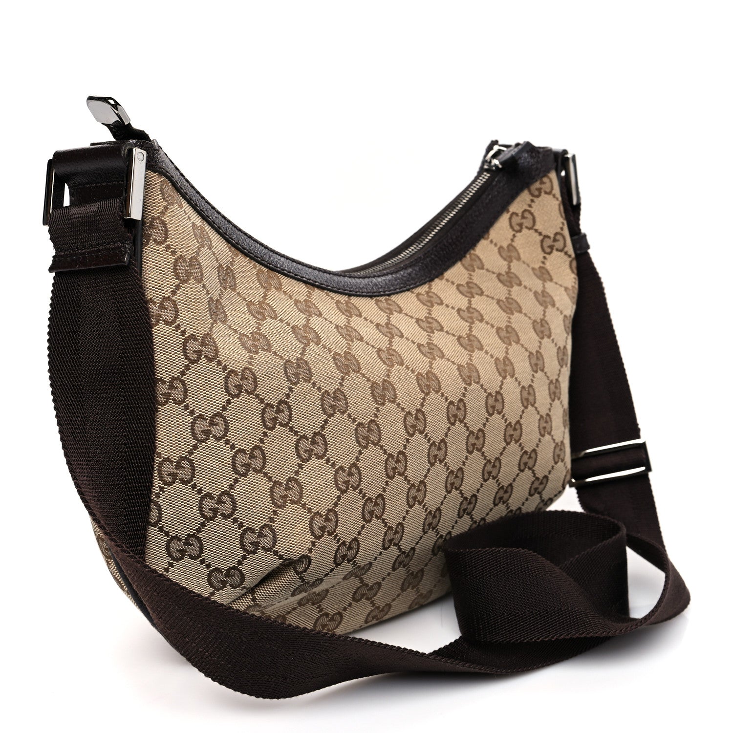 Gucci Monogram Medium Half Moon Hobo Dark Brown 2 of 8