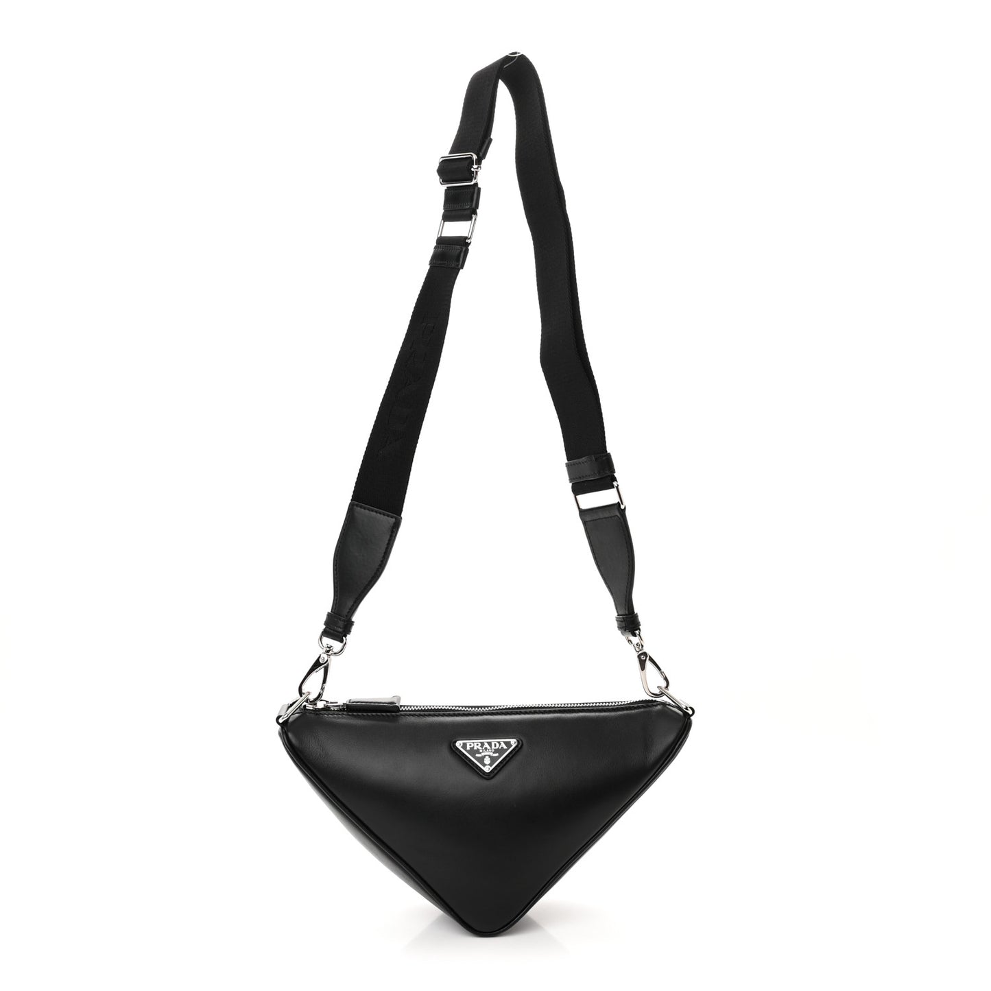 Softy Calfskin Triangle Shoulder Bag Black