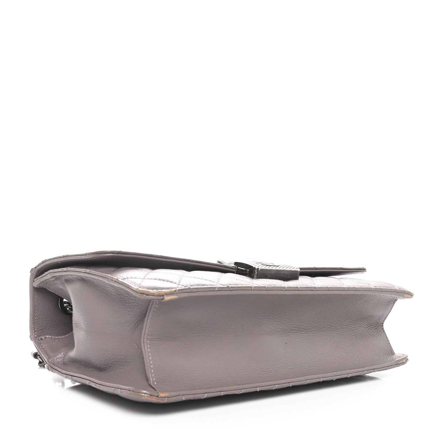 Goatskin Quilted Large CC University Top Handle Flap Grey