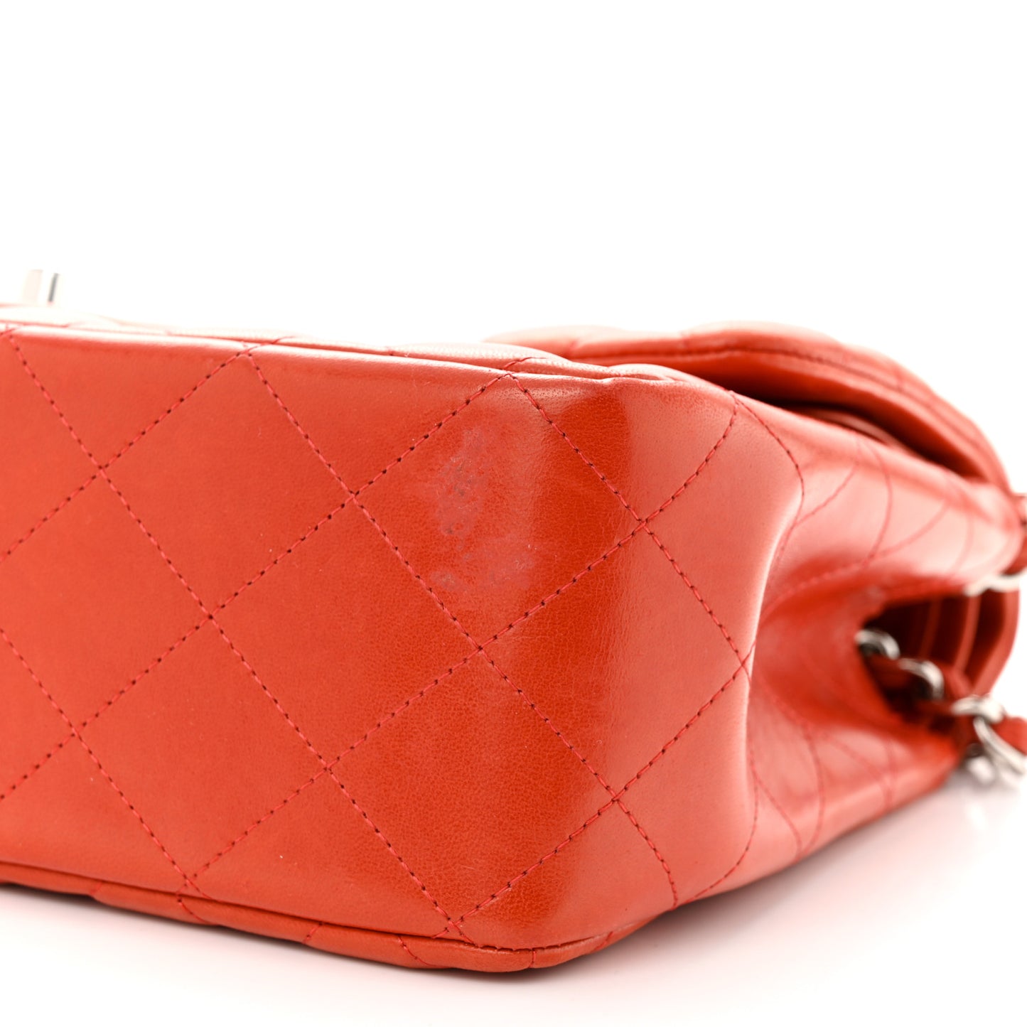 Lambskin Quilted Jumbo Double Flap Red