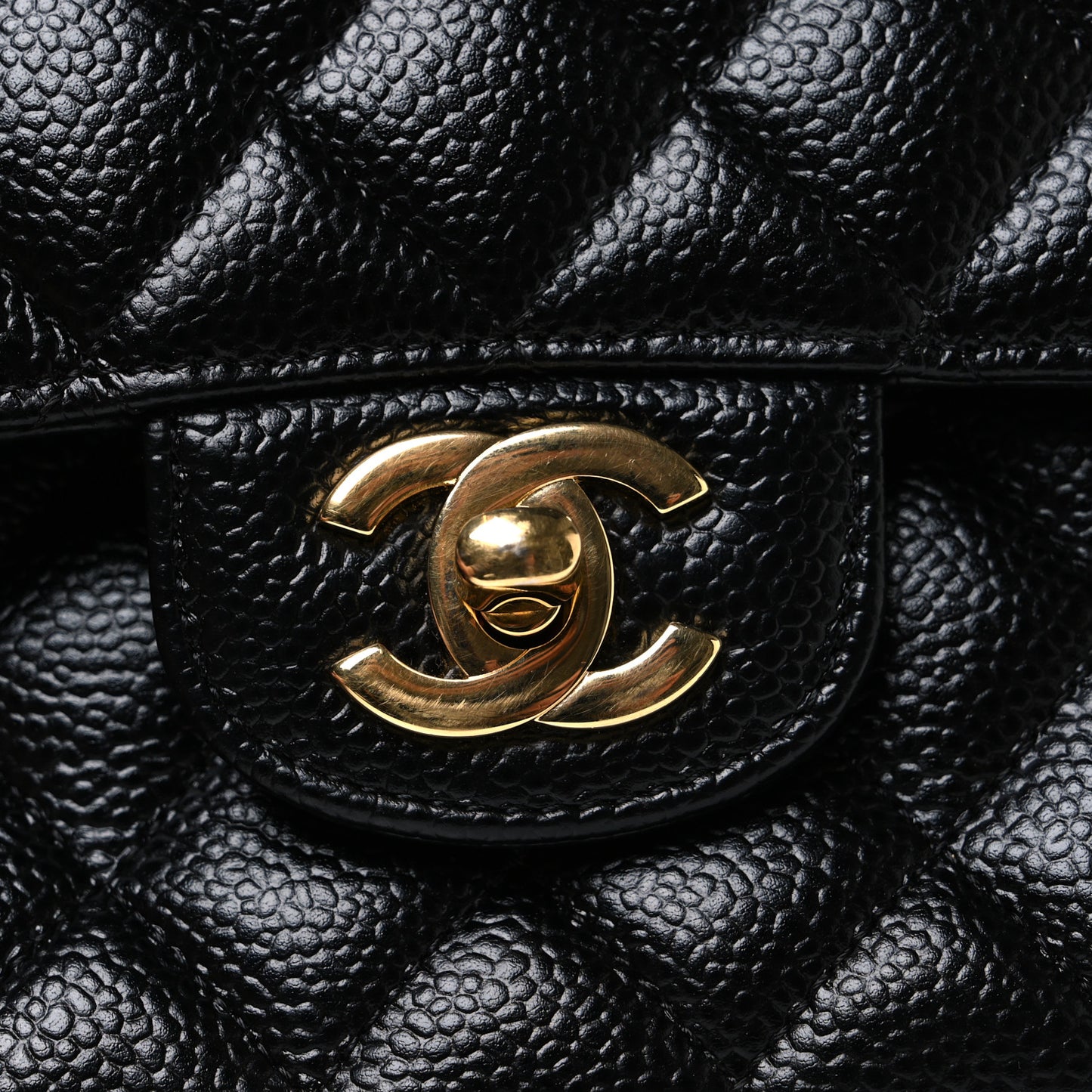 Caviar Quilted Medium Double Flap Black