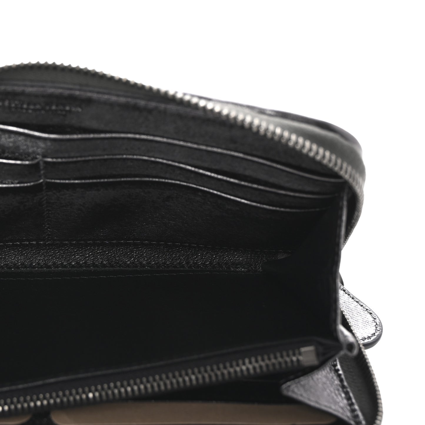 Metallic Nappa Intrecciato Zip Around Wallet Black