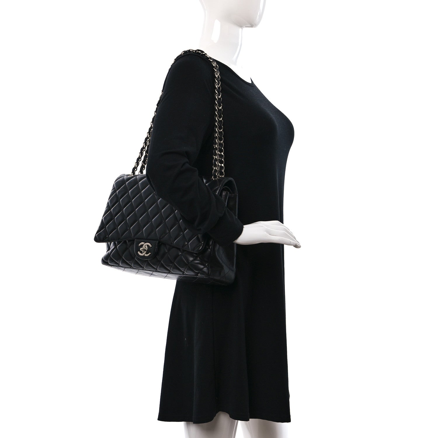 Chanel Lambskin Quilted Maxi Single Flap Black 2 of 9