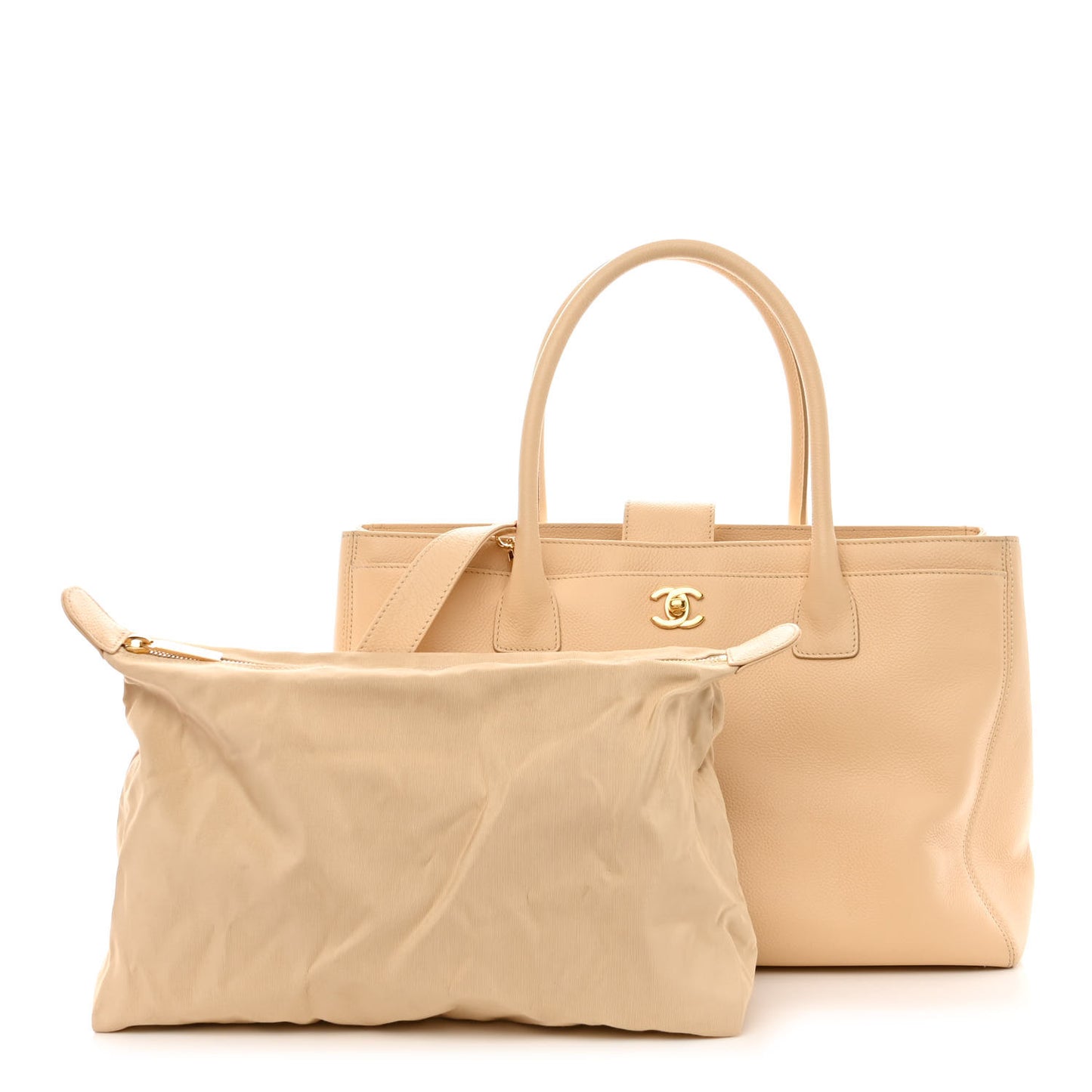 Calfskin Cerf Executive Shopper Tote Light Beige
