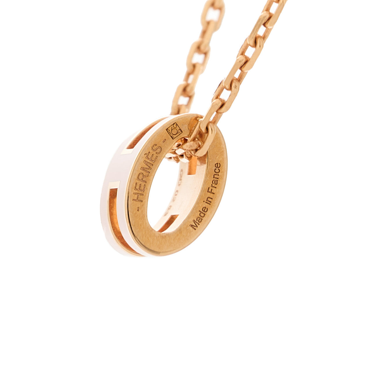 Lacquered Rose Gold Mini Pop H Pendant Necklace Rose Dragee