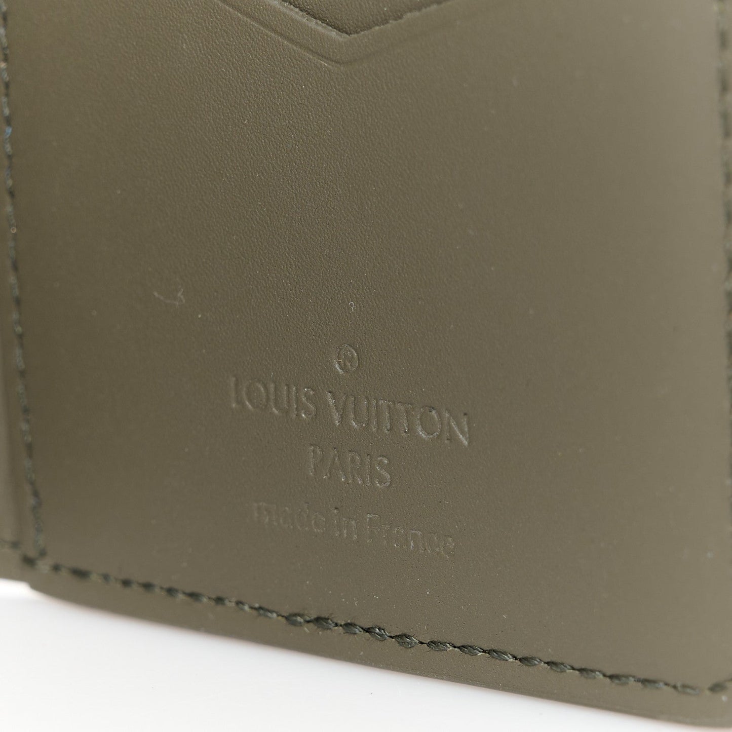 Grained Calfskin Aerogram Pocket Organizer Khaki