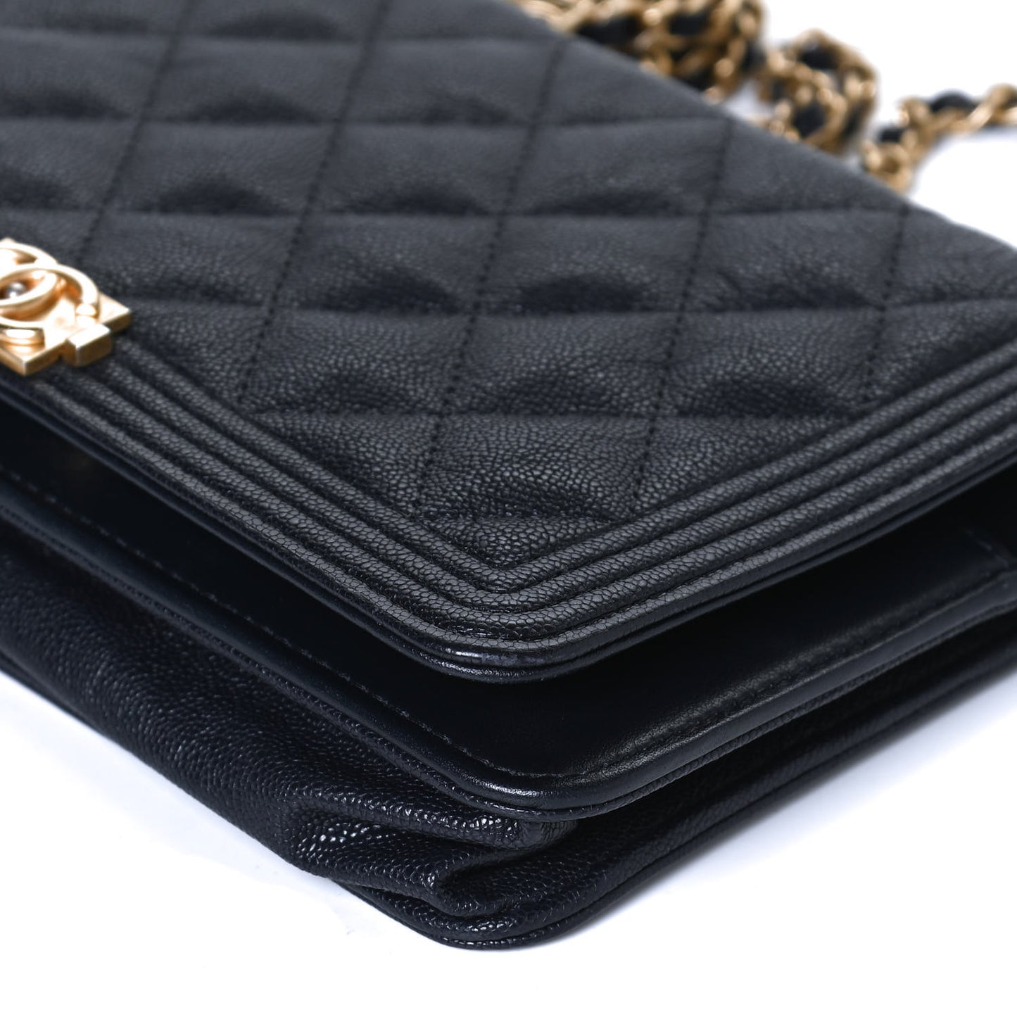 Caviar Quilted Boy Wallet On Chain WOC Navy