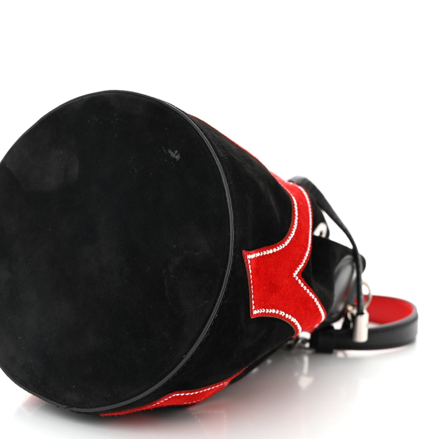 Suede Strass Love Marie Jane Bucket Black Red