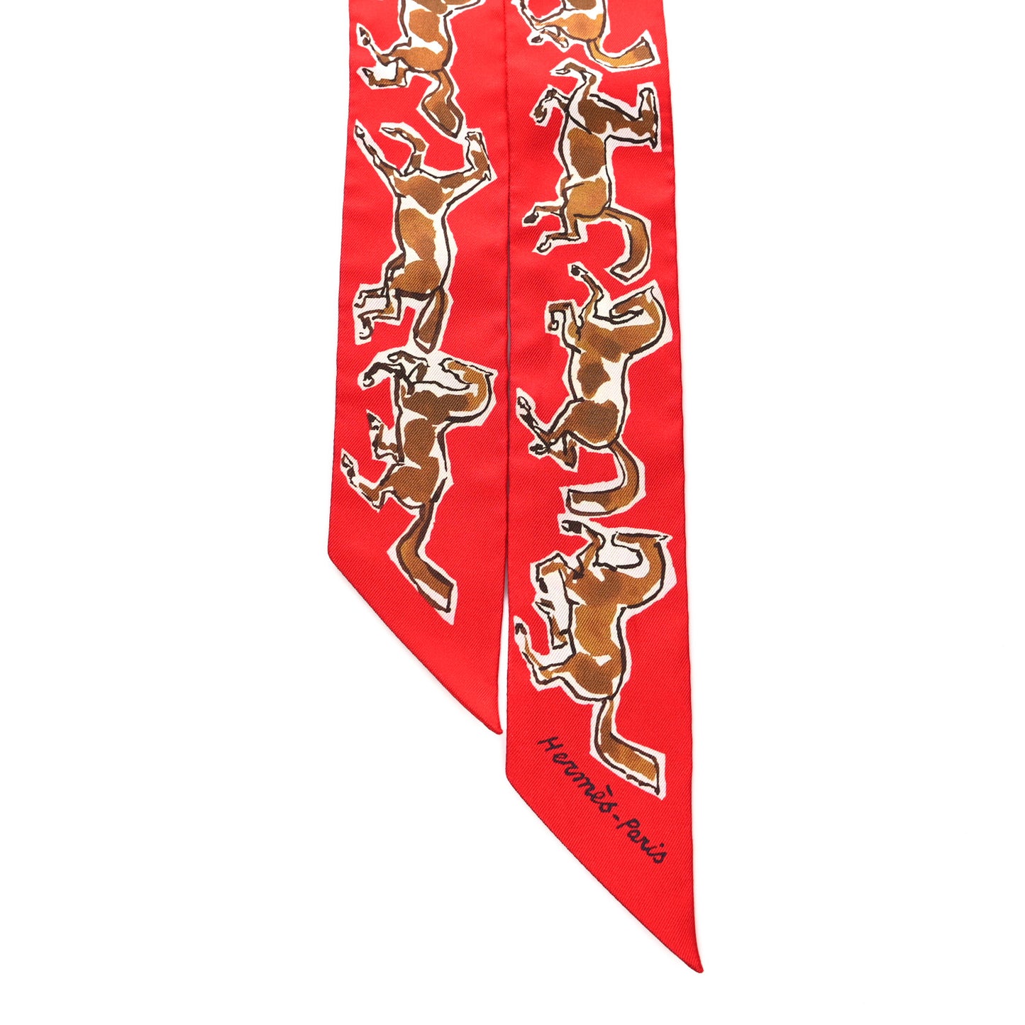 Silk Chevaux En Liberte Twilly Rouge Caramel White