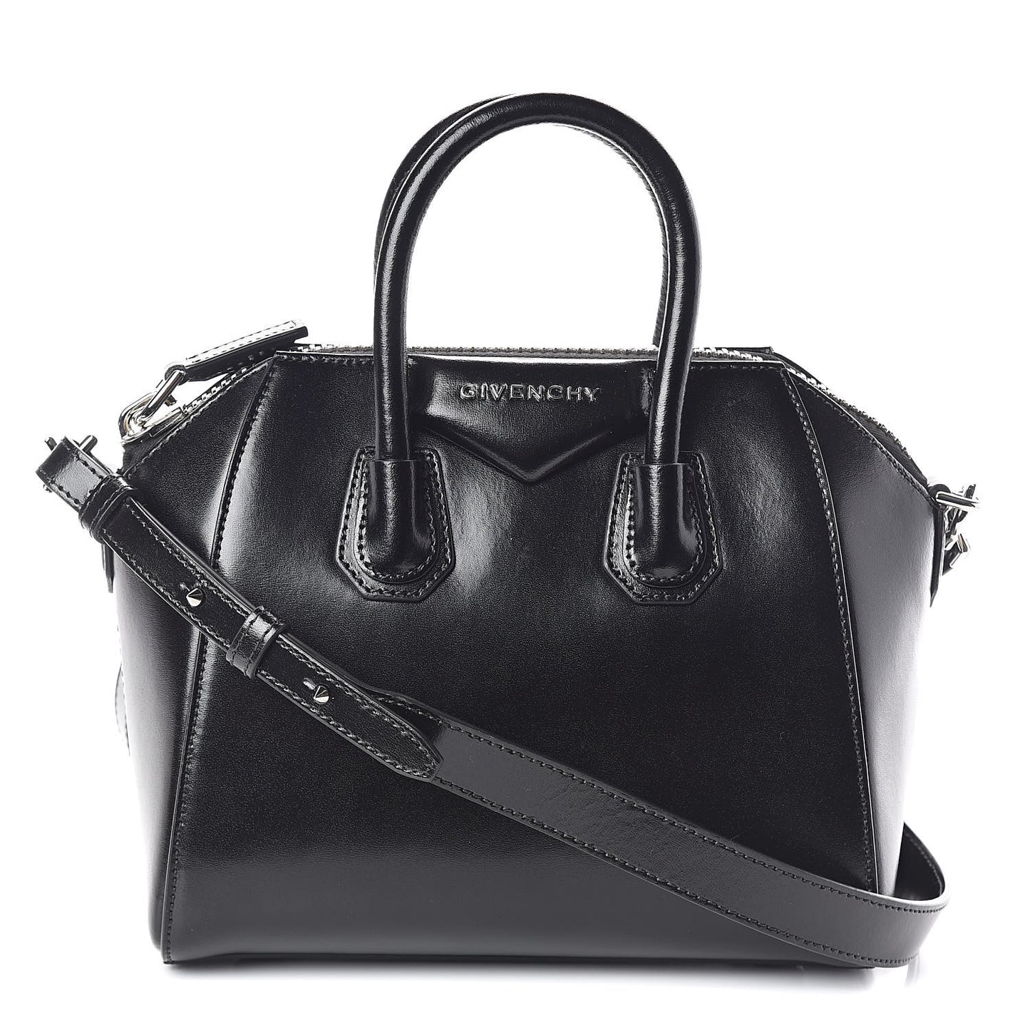 Shiny Lord Calfskin Mini Antigona Black