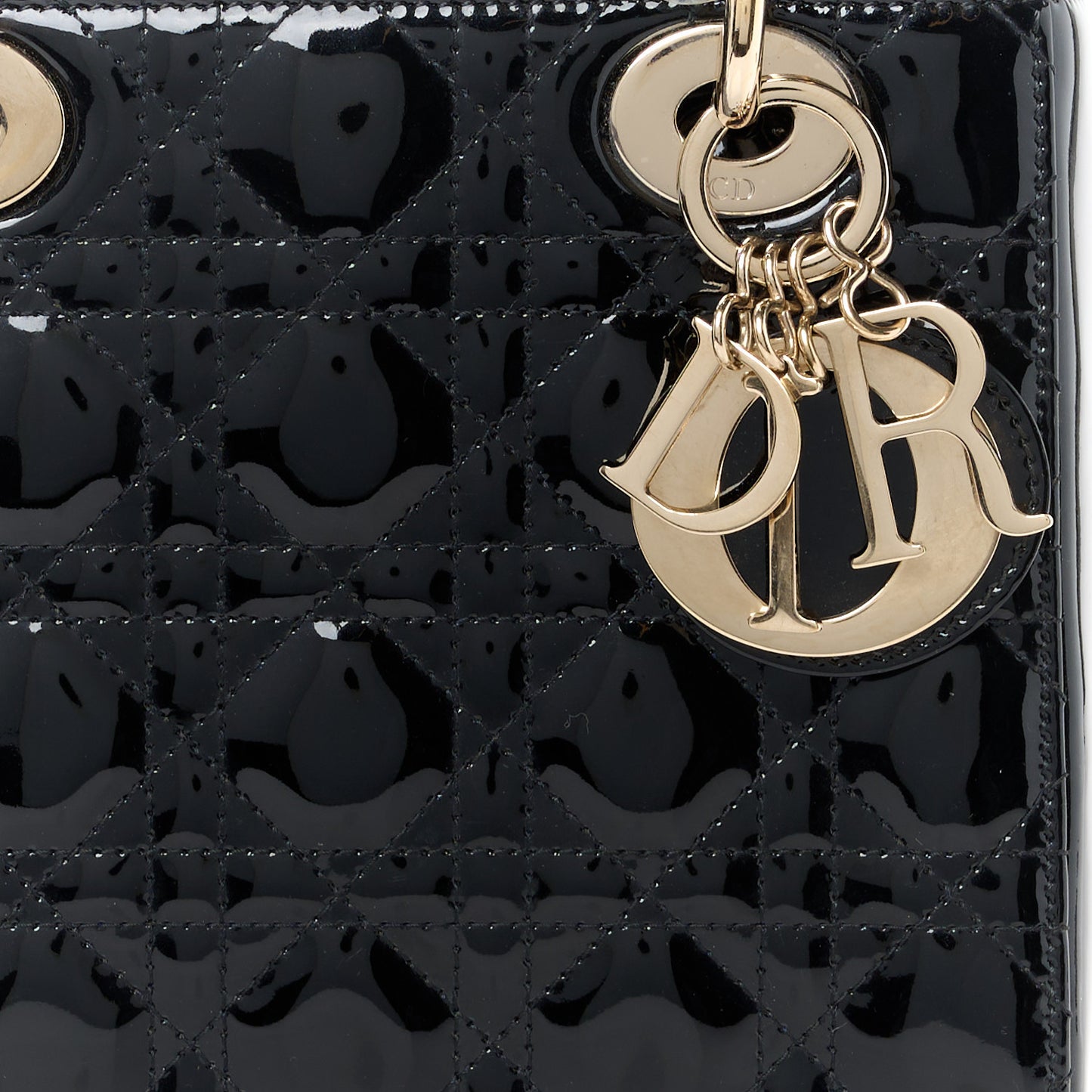 Patent Cannage Small Lady Dior Black
