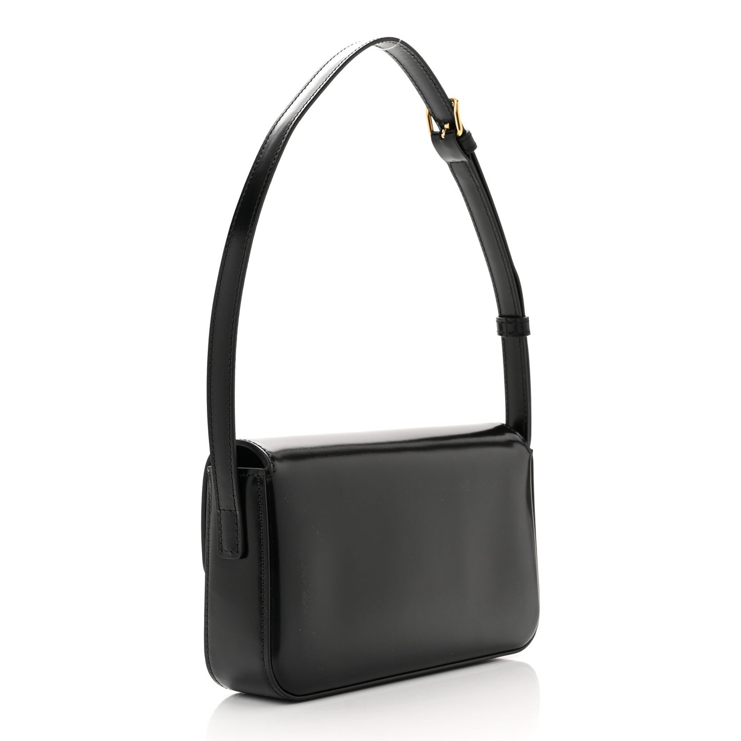 Shiny Calfskin Triomphe Shoulder Bag Black