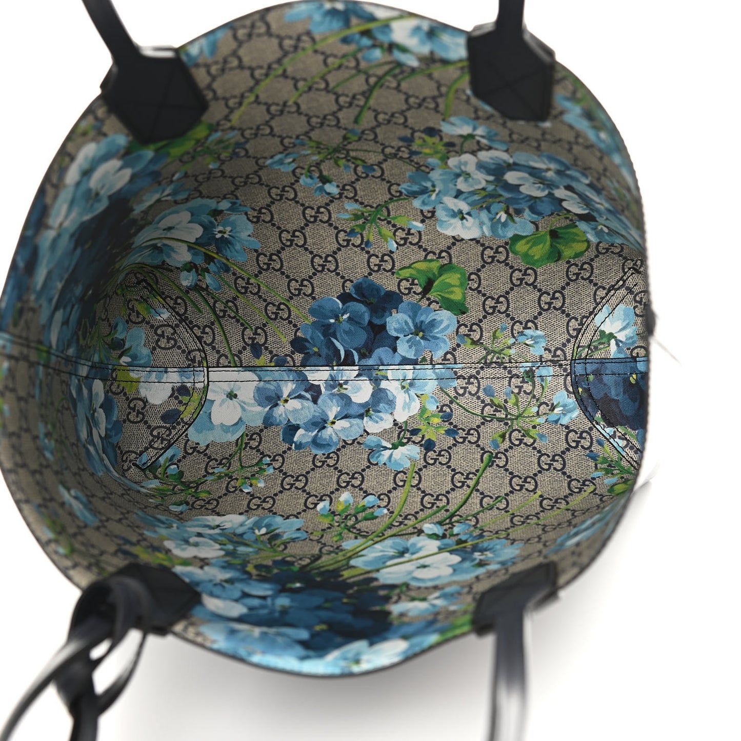 GG Supreme Monogram Blooms Small Reversible Tote Beige Blue Navy