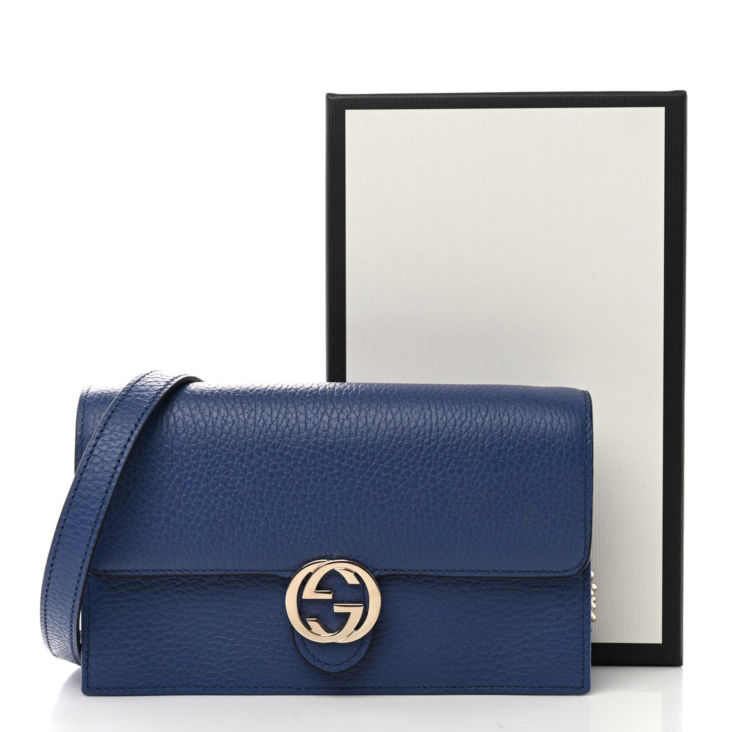 Dollar Calfskin Interlocking G Chain Wallet Caspian