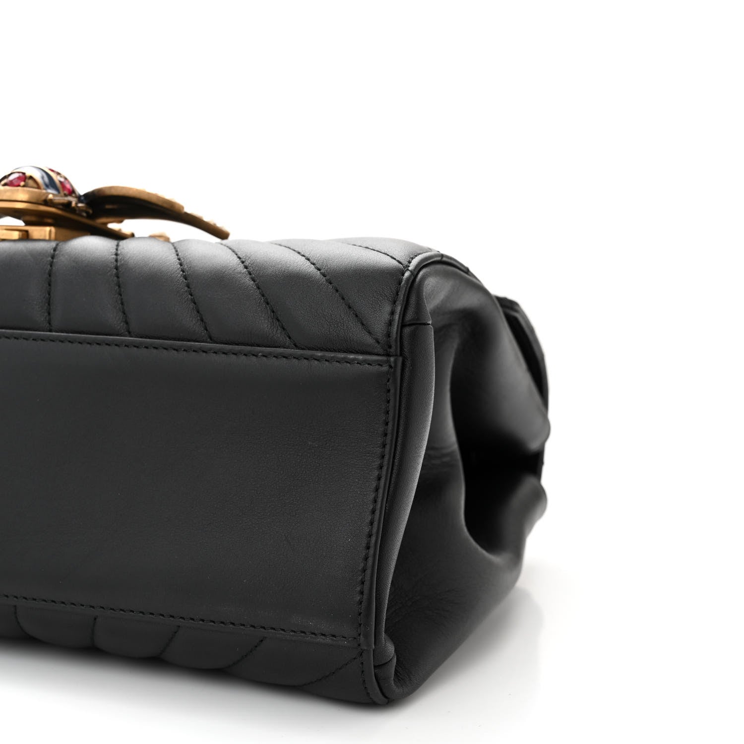 Gucci Calfskin Bamboo Trapuntata Queen Margaret Top Handle Bag Black 10 of 10