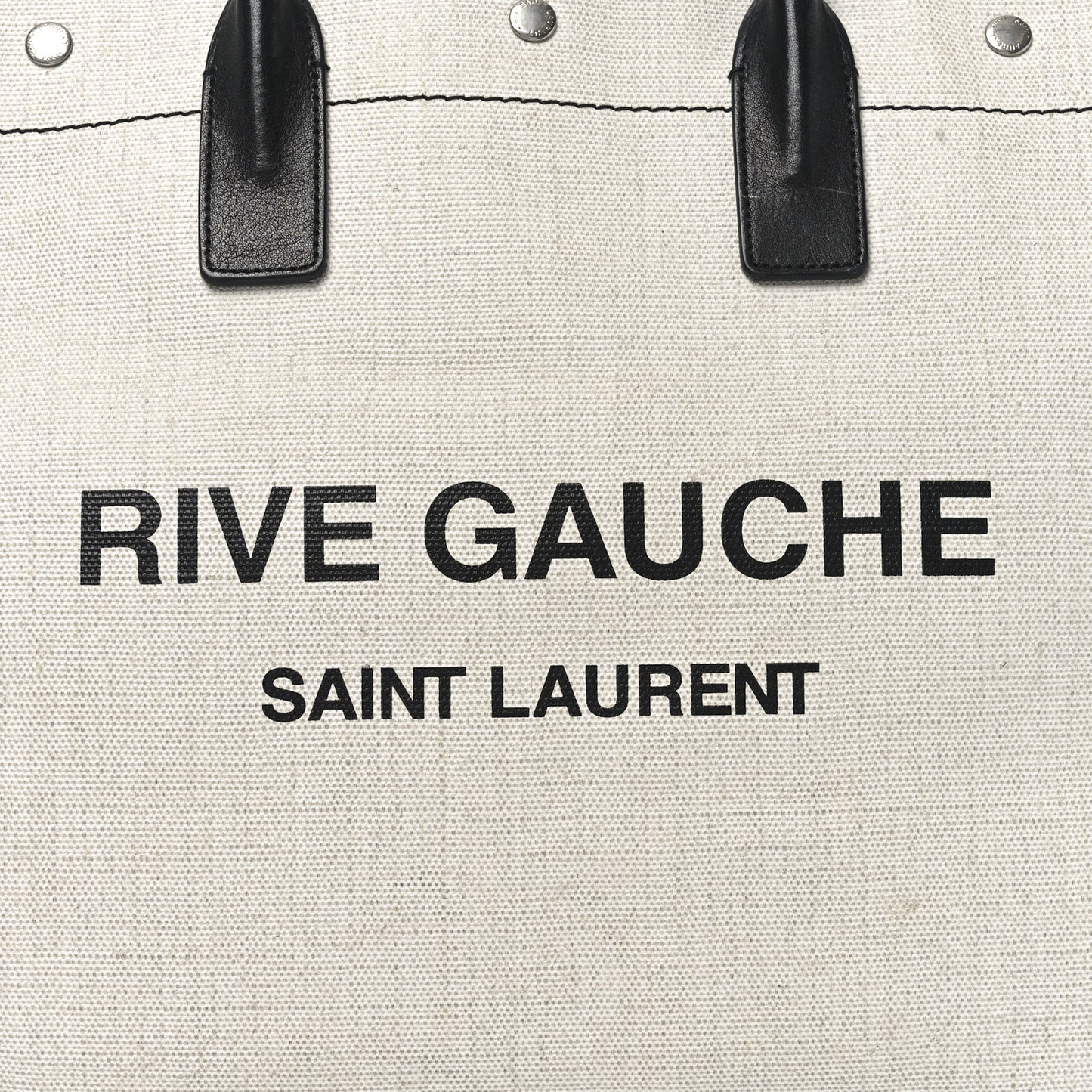 Linen Calfskin Rive Gauche North South Tote White Black