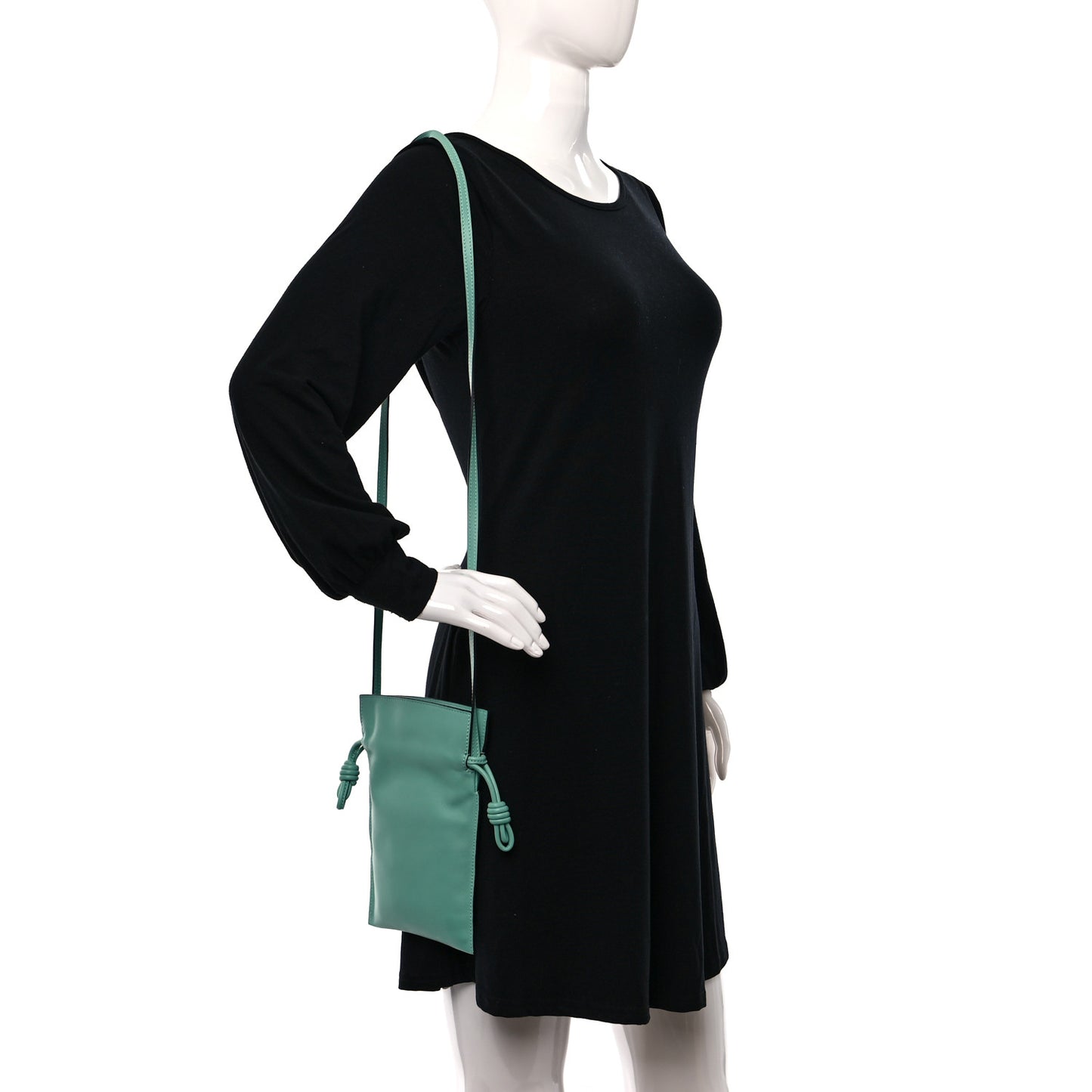 Calfskin Mini Drawstring Flamenco Knot Crossbody Bag Fresh Mint