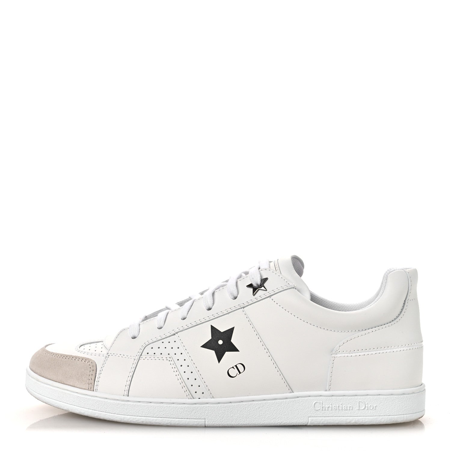 Christian Dior Calfskin Suede Dior Star Low Top Sneakers 41 White