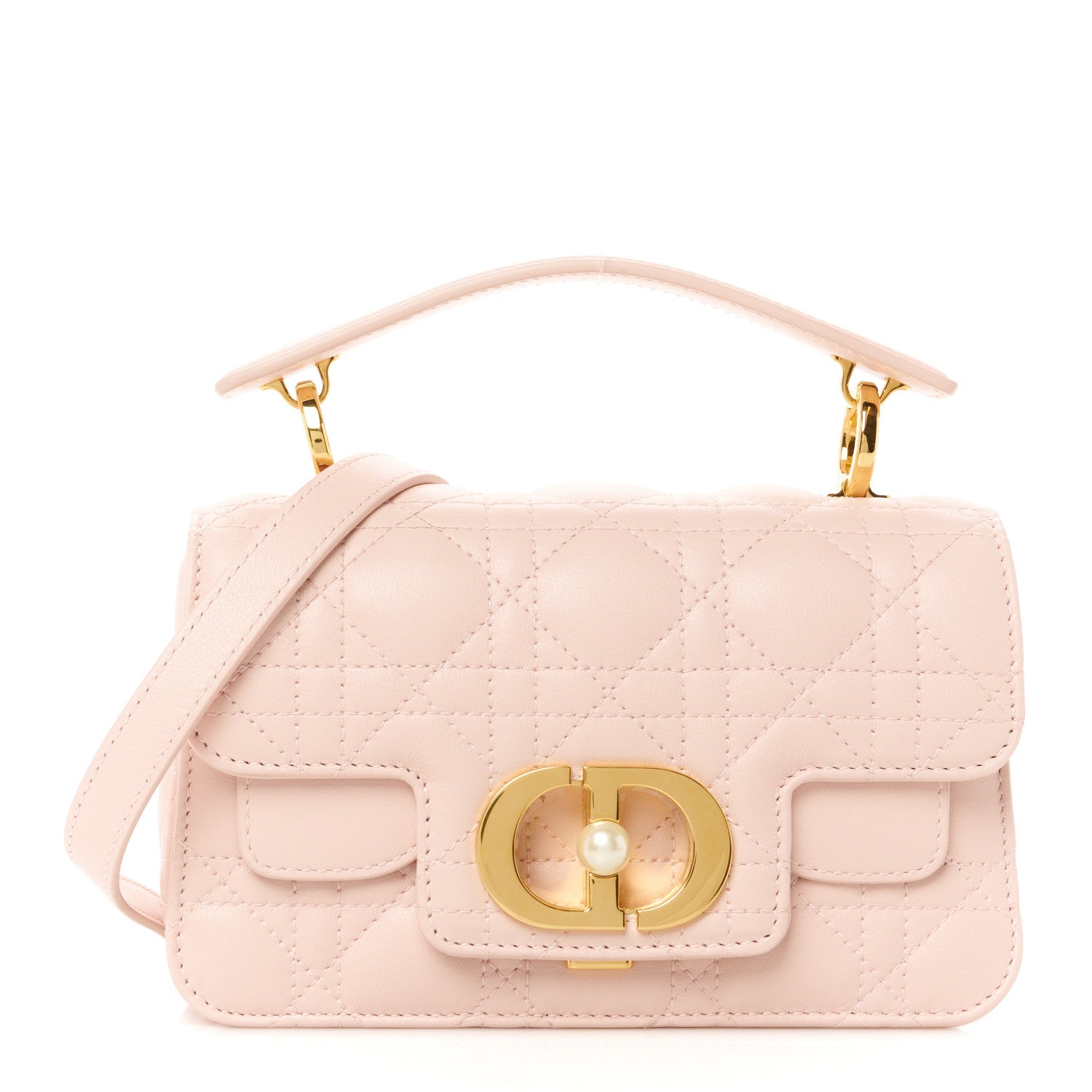 Christian Dior Lambskin Cannage Mini Jolie Top Handle Bag Powder Pink 1 of 10