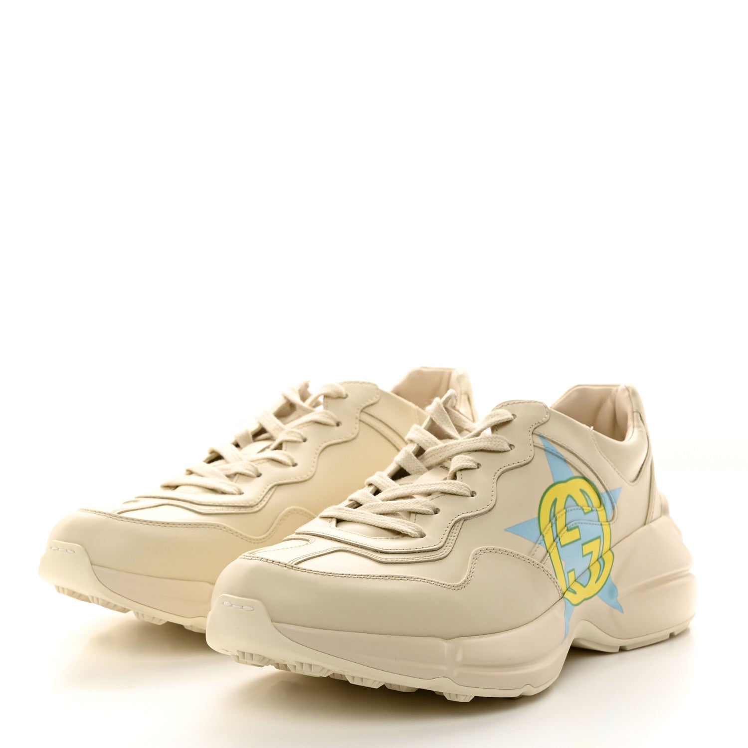 Gucci Apollo Calfskin Star Interlocking G Mens Rhyton Sneakers 10.5 Ivoire 3 of 9