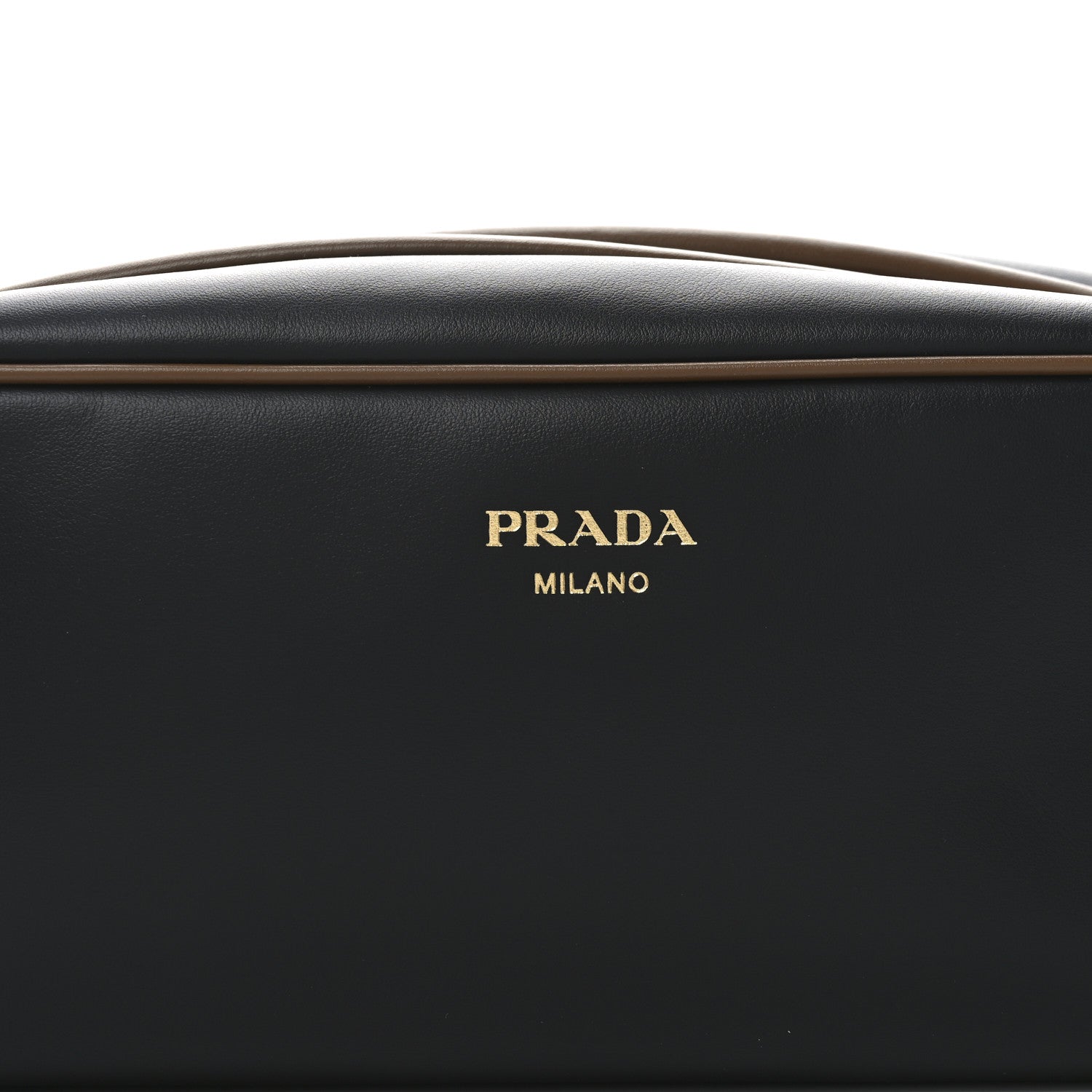Prada Soft Calfskin Swing Shoulder Bag Black Hazelnut 7 of 9
