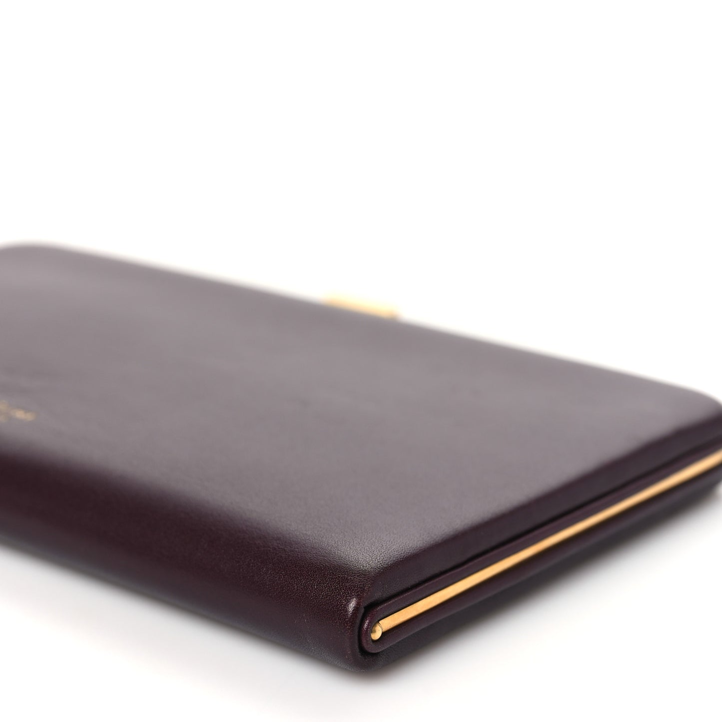 Smooth Calfskin Clasp Large Wallet On Chain Bordeaux